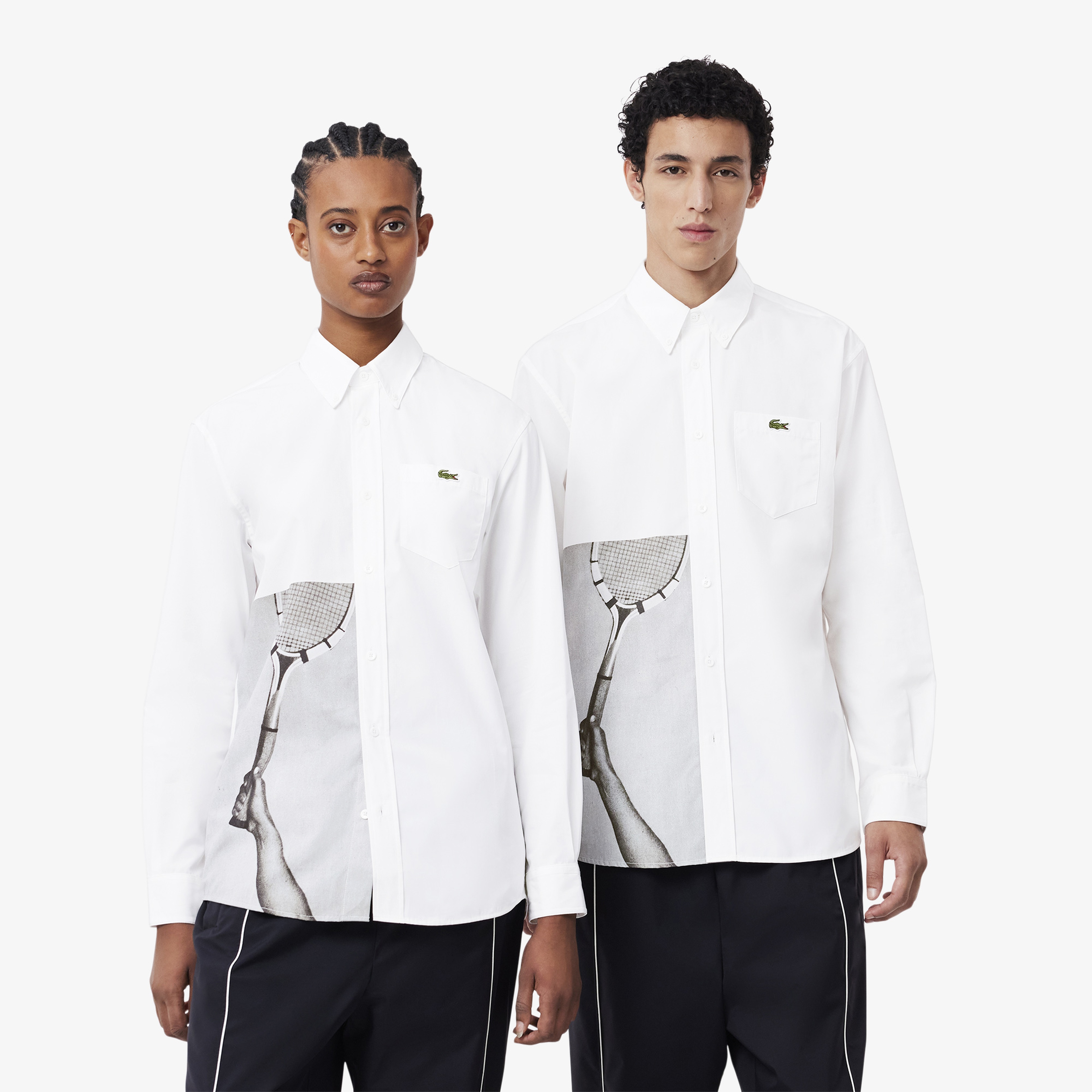 FW24 RUNWAY Unisex Loose Fit Baskılı Beyaz Gömlek