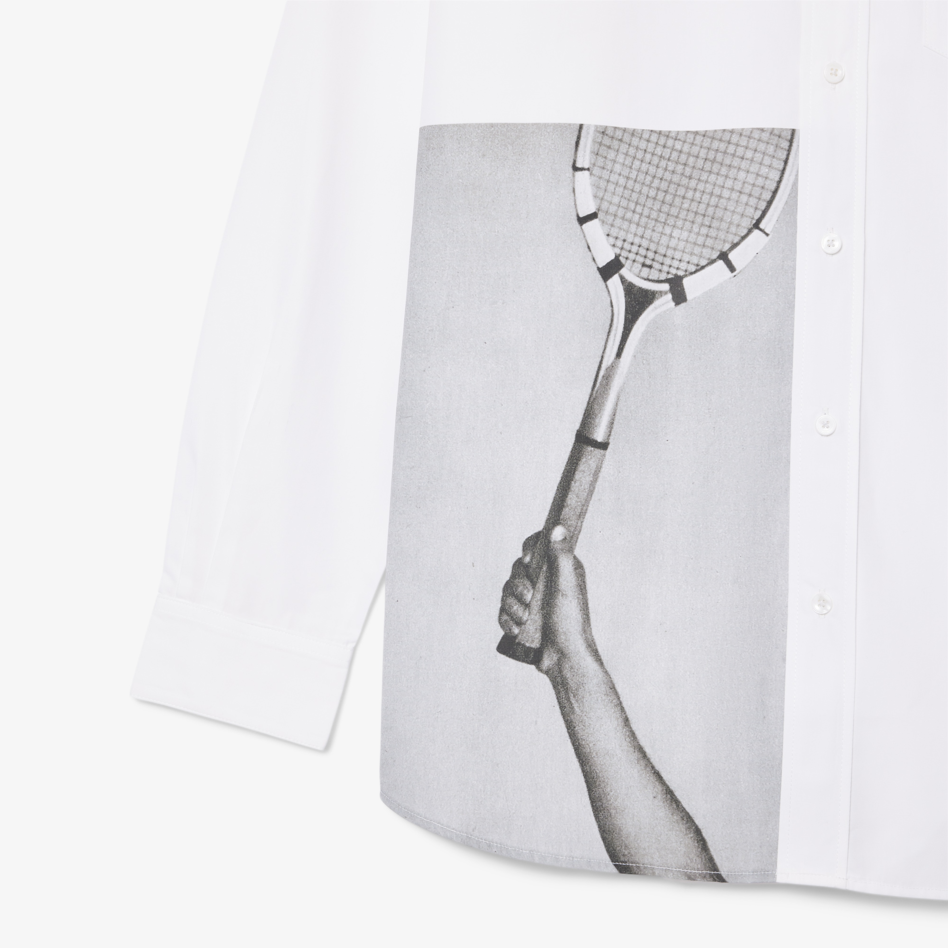 FW24 RUNWAY Unisex Loose Fit Baskılı Beyaz Gömlek