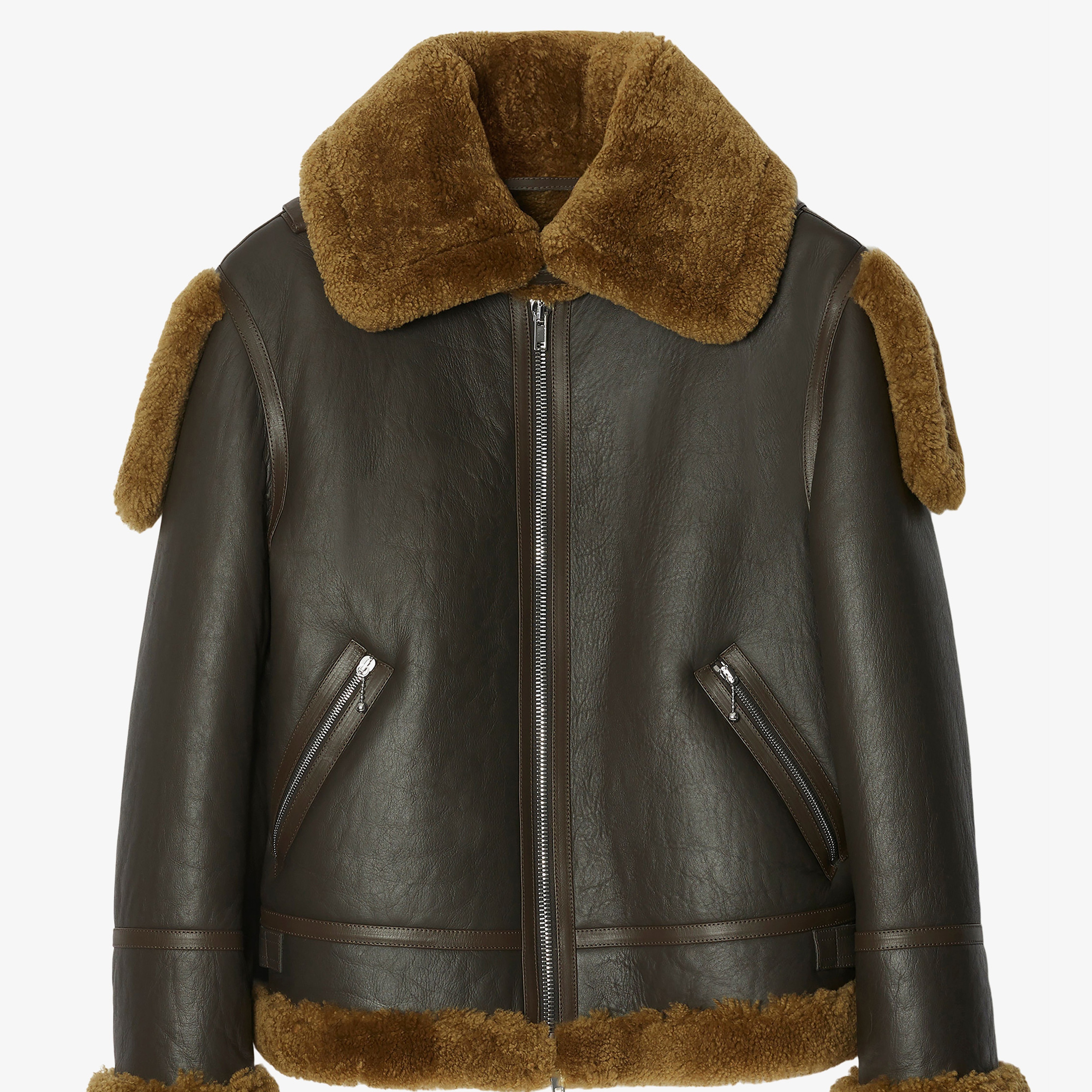 Kadın Kahverengi Deri Mont