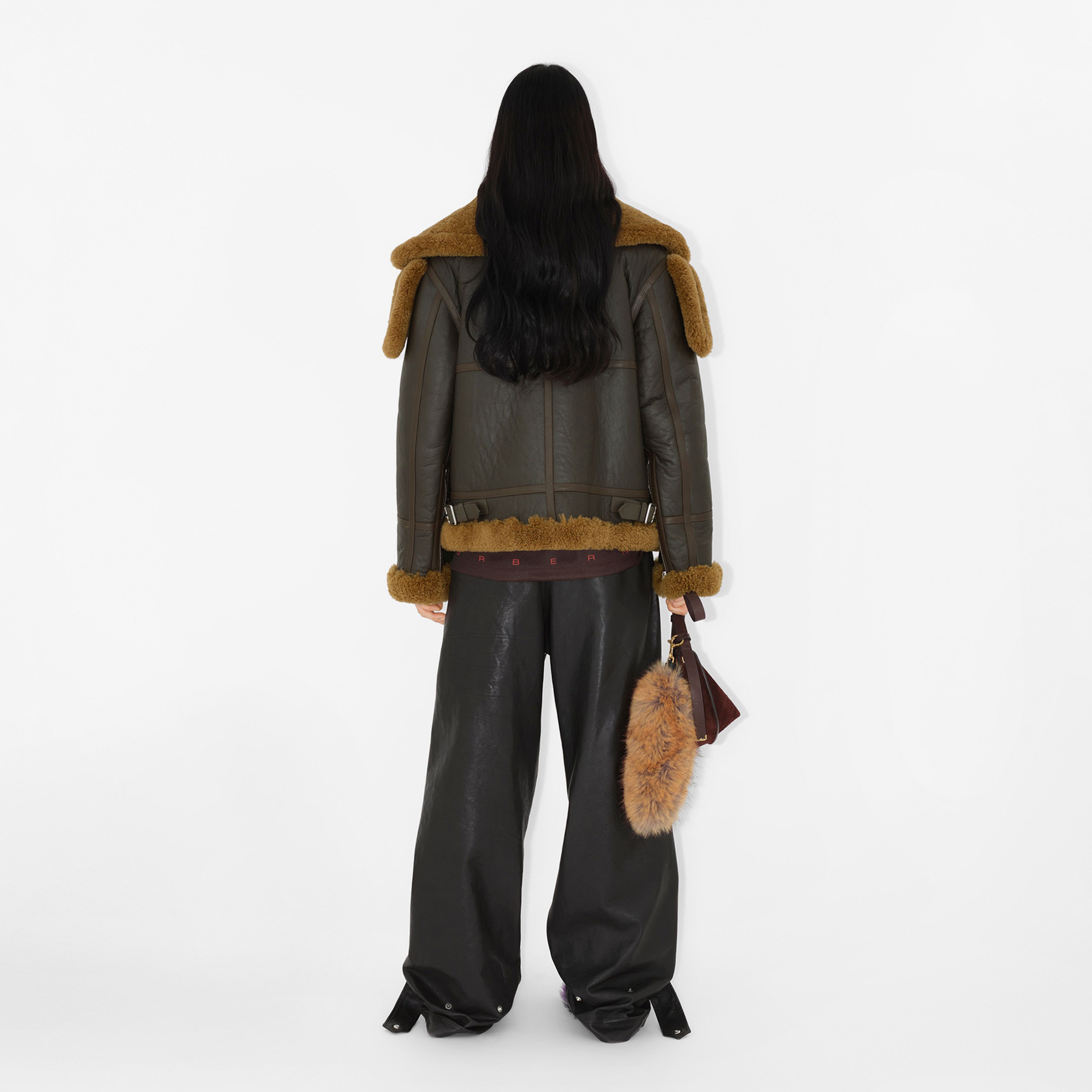 Kadın Kahverengi Deri Mont