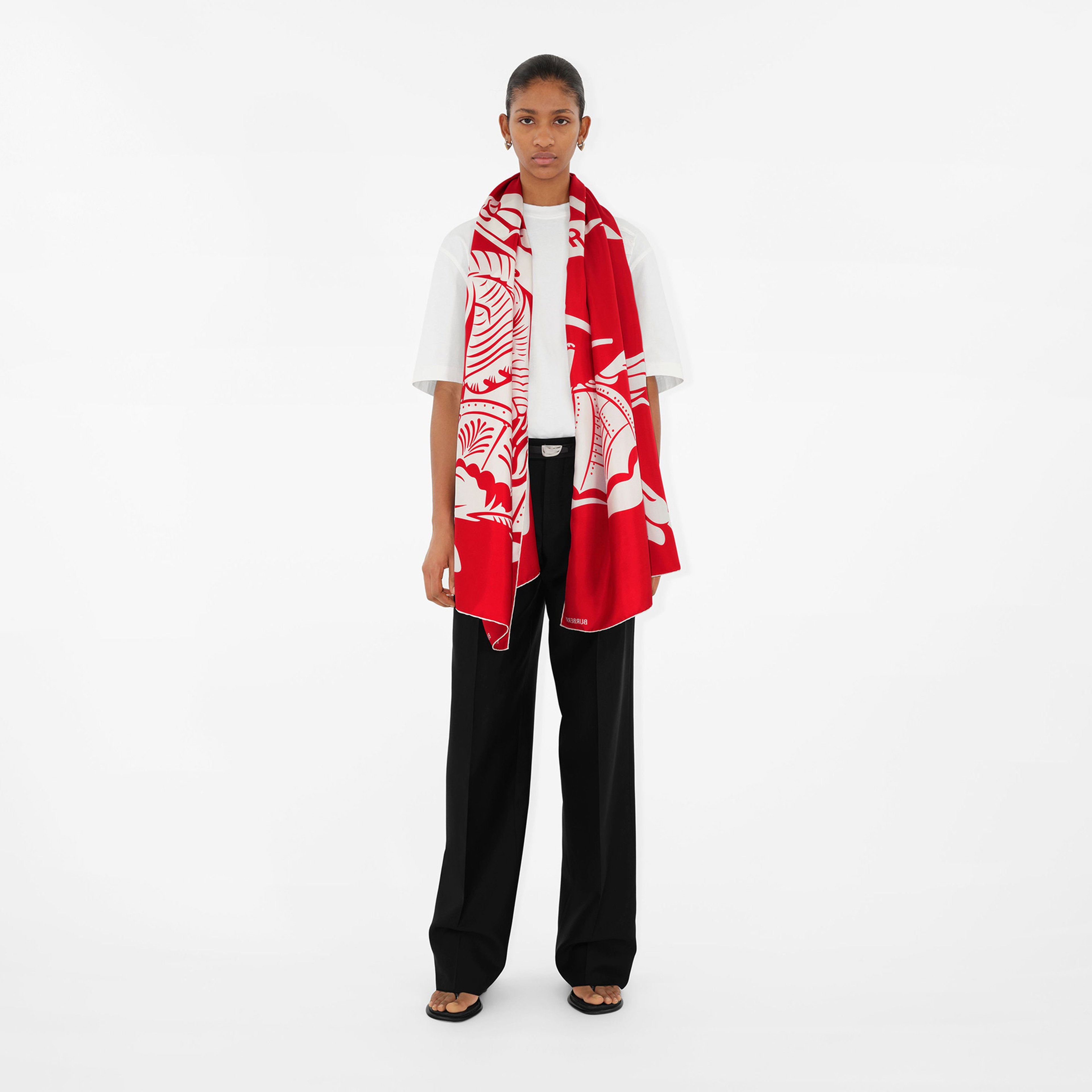 Burberry Unisex Kırmızı Eşarp