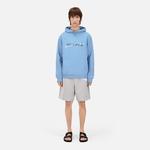 ERKEK BASKILI KAPÜŞONLU MAVİ SWEATSHIRT