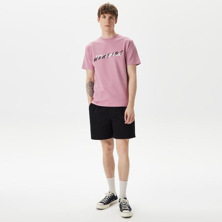 ERKEK BASKILI BİSİKLET YAKA PEMBE  T-SHIRT