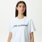KADIN BASKILI BİSİKLET YAKA BEYAZ T-SHIRT