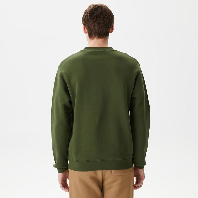 ERKEK BASKILI BİSİKLET YAKA YEŞİL SWEATSHIRT