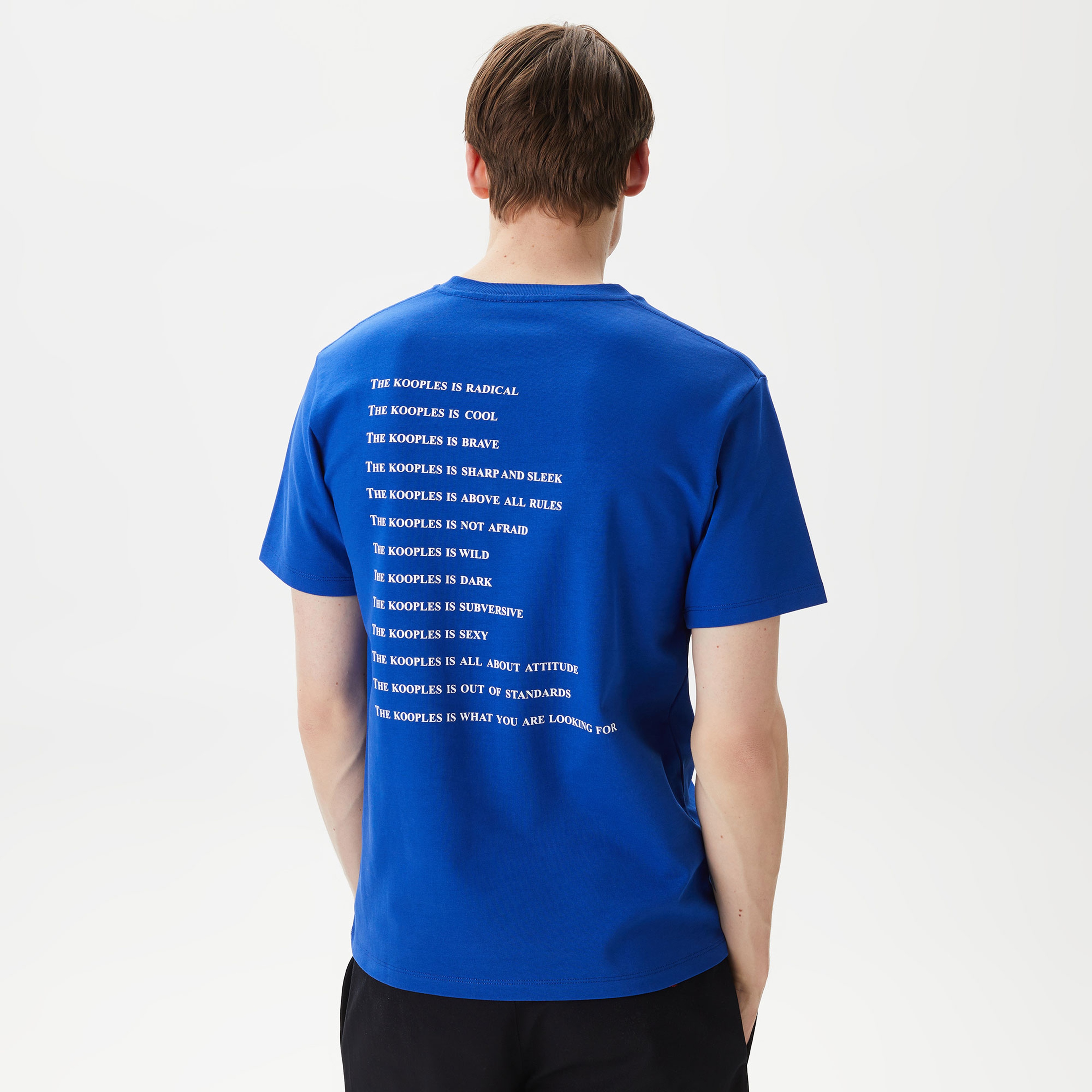 ERKEK BASKILI BİSİKLET YAKA LACİVERT T-SHIRT