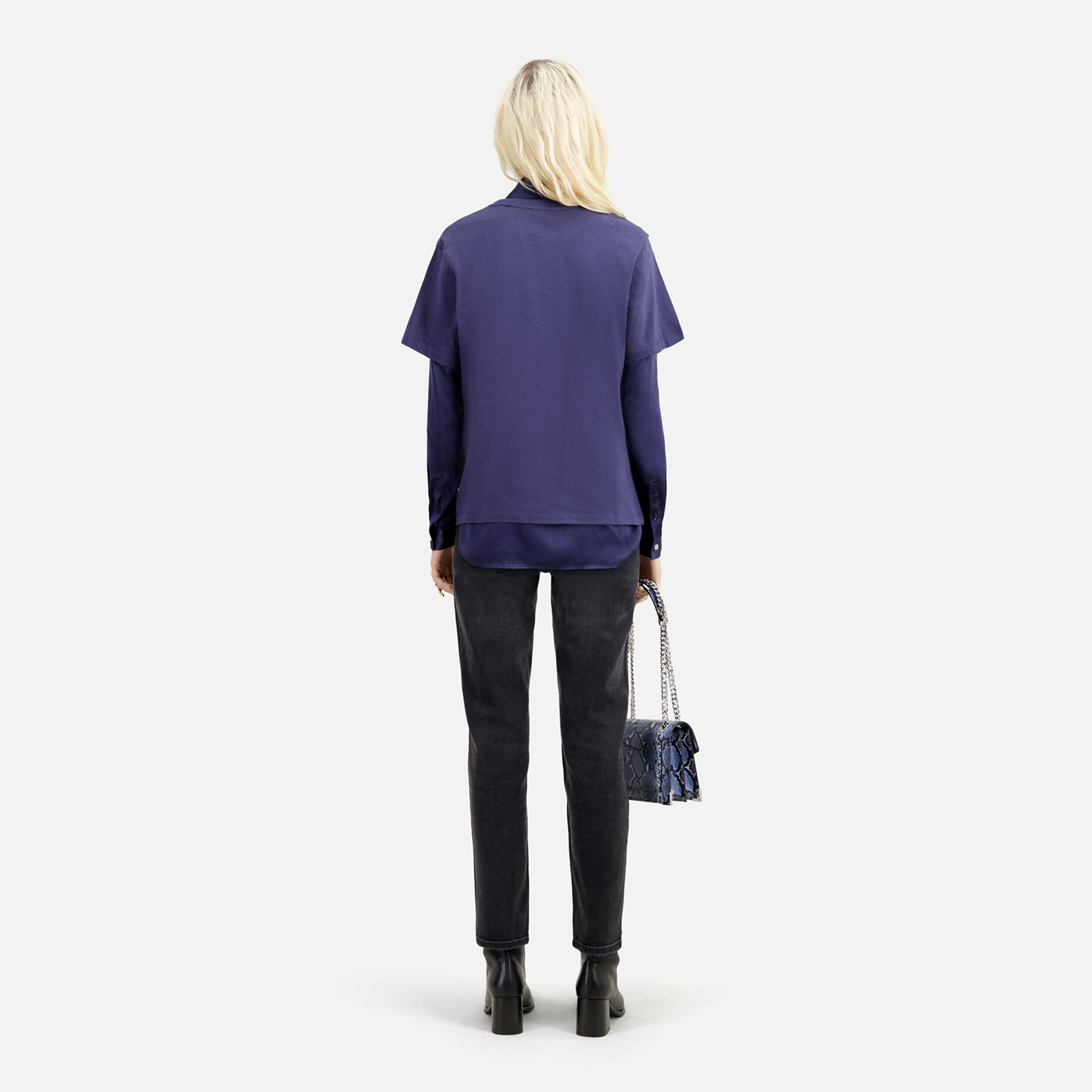 KADIN BASKILI BİSİKLET YAKA MOR T-SHIRT