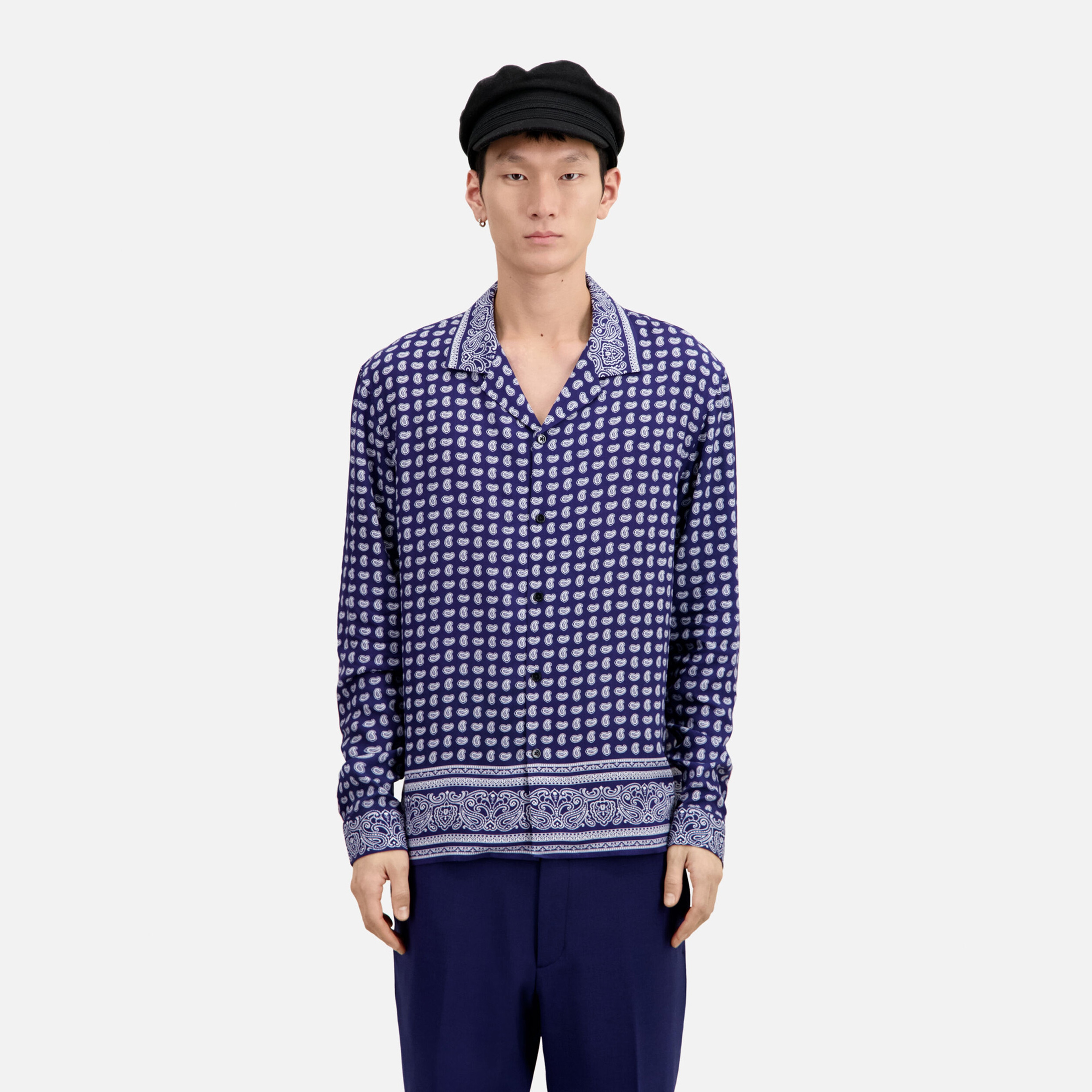 ERKEK DESENLİ LACİVERT GÖMLEK