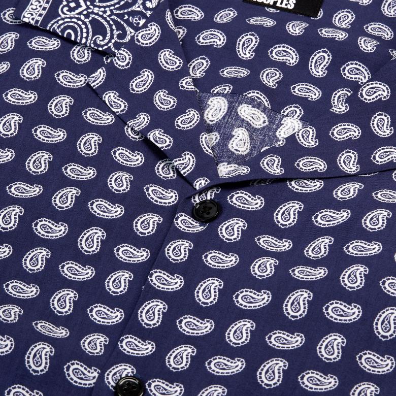 ERKEK DESENLİ  LACİVERT GÖMLEK