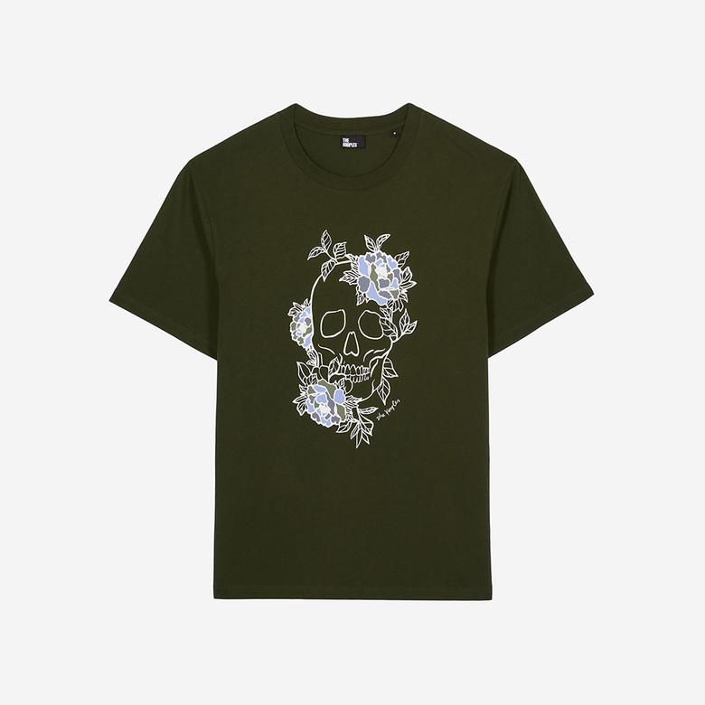 ERKEK BASKILI BİSİKLET YAKA YEŞİL T-SHIRT