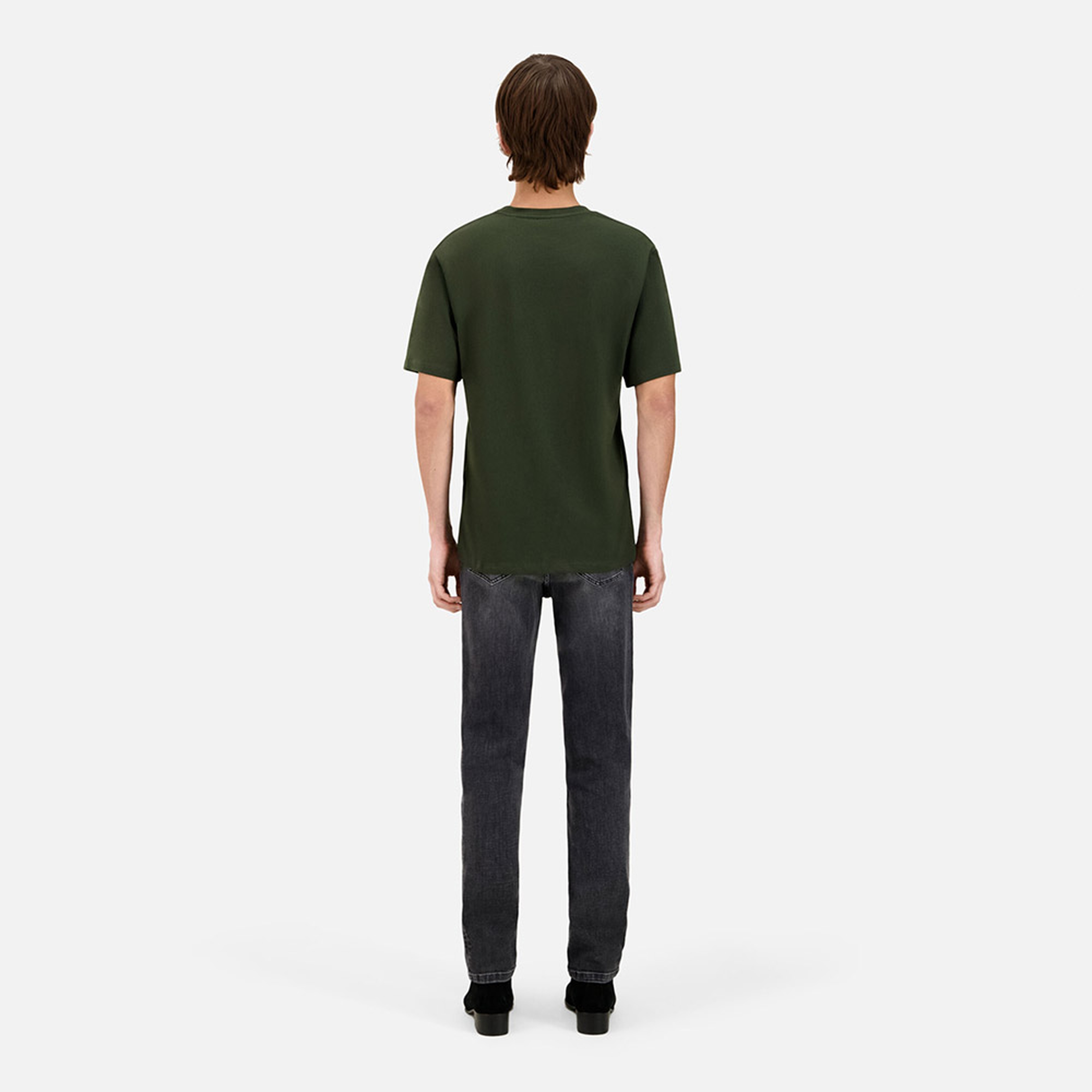 ERKEK BASKILI BİSİKLET YAKA YEŞİL T-SHIRT