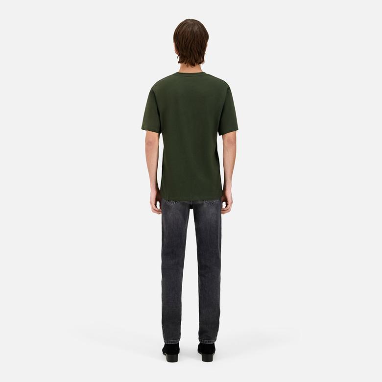 ERKEK BASKILI BİSİKLET YAKA YEŞİL T-SHIRT