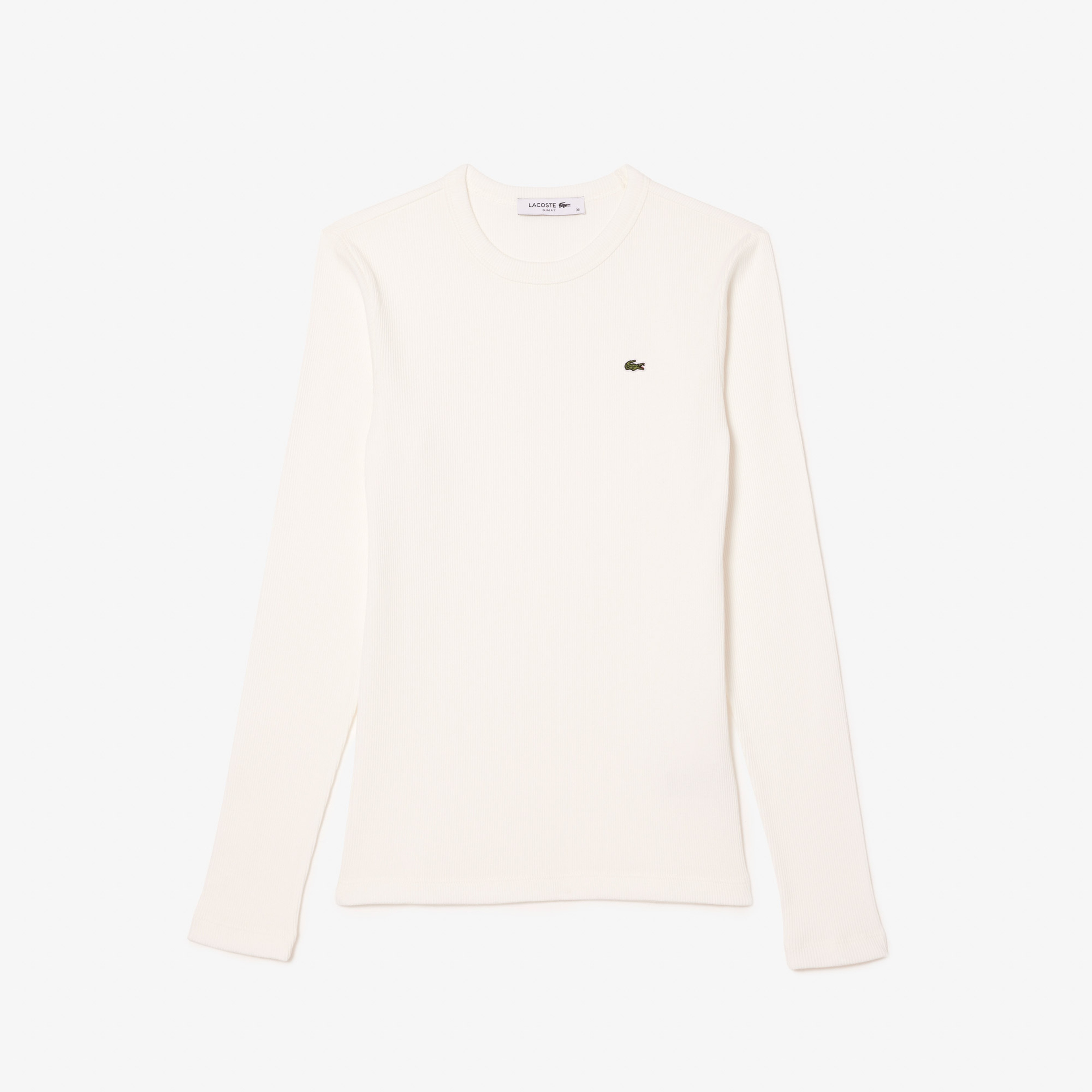 Kadın Slim Fit Uzun Kollu Bisiklet Yaka Beyaz T-Shirt