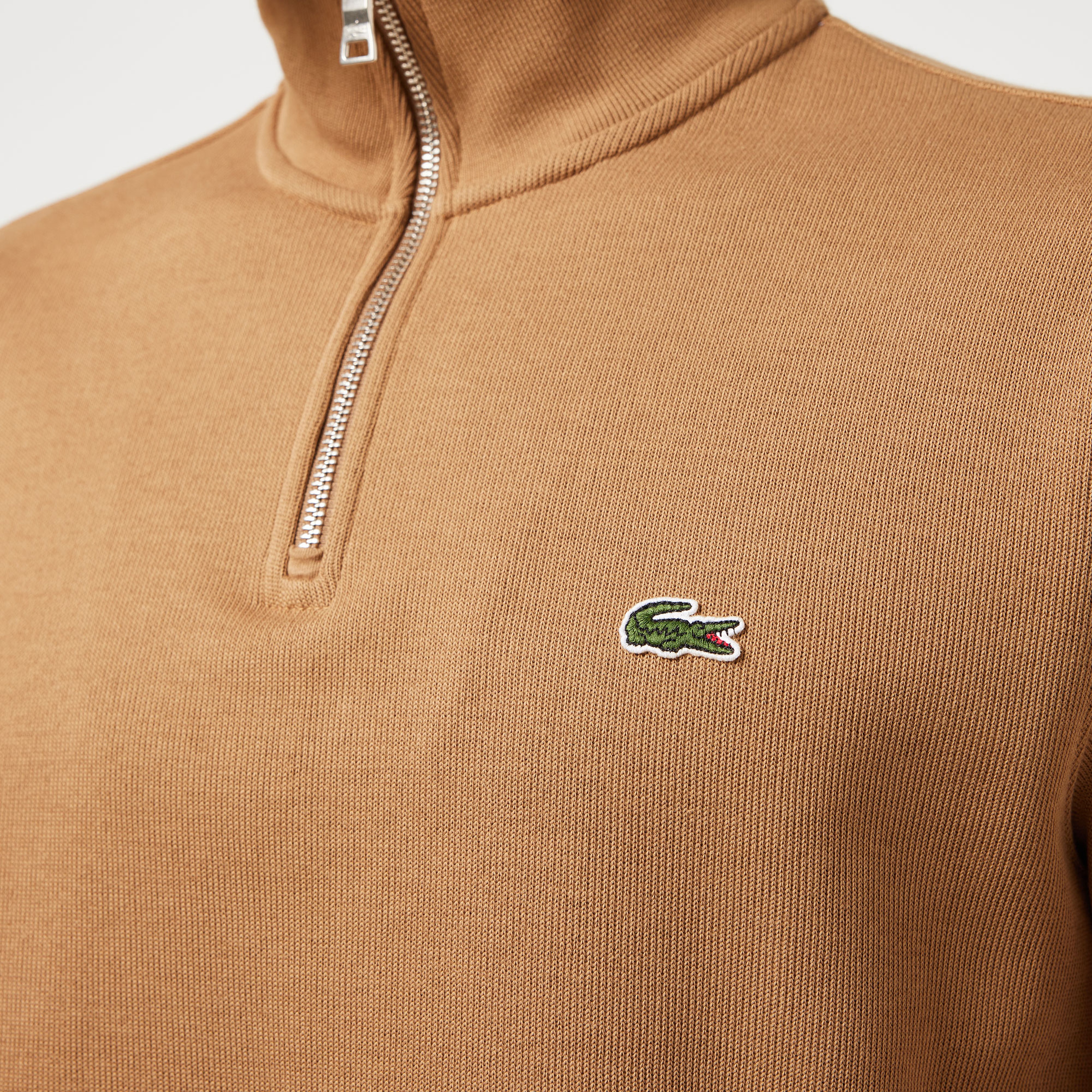 Lacoste Erkek Classic Fit Yarım Fermuarlı Kahverengi Sweatshirt