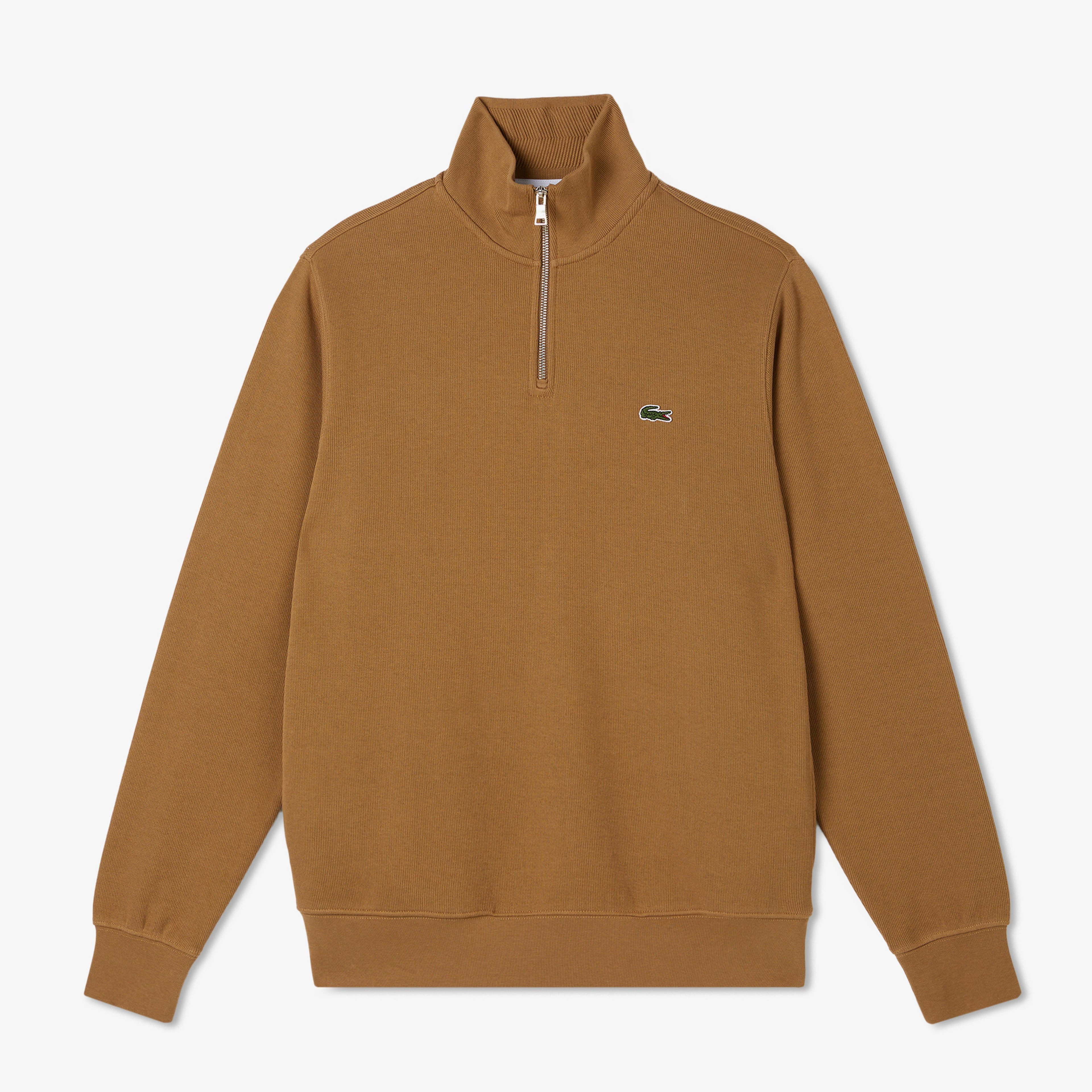 Lacoste Erkek Classic Fit Yarım Fermuarlı Kahverengi Sweatshirt