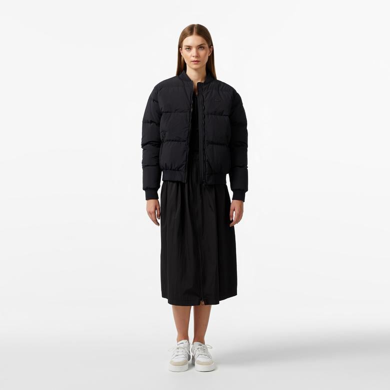 Kadın Relaxed Fit Dik Yaka Siyah Mont