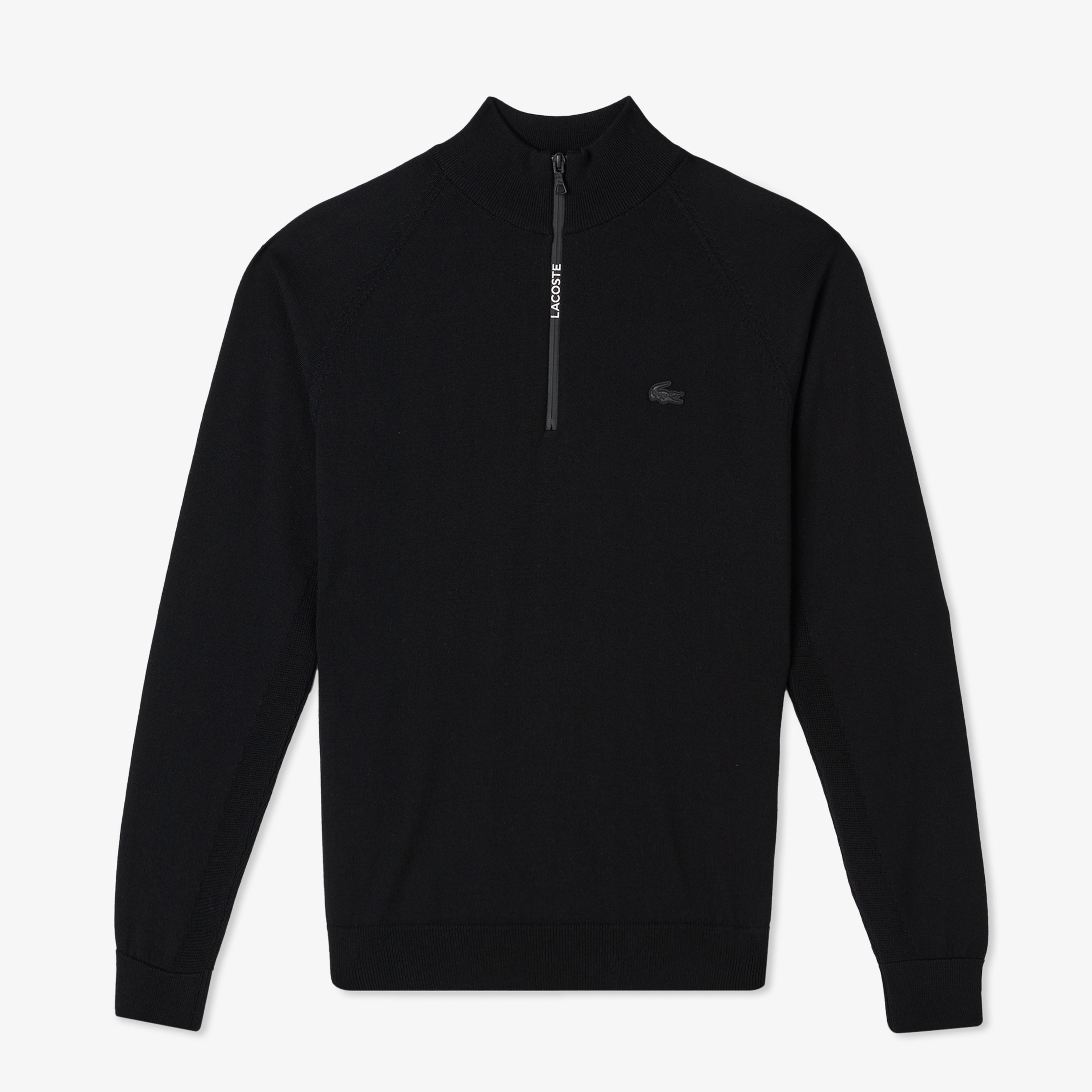 Erkek Regular Fit Yarım Fermuarlı Siyah Triko