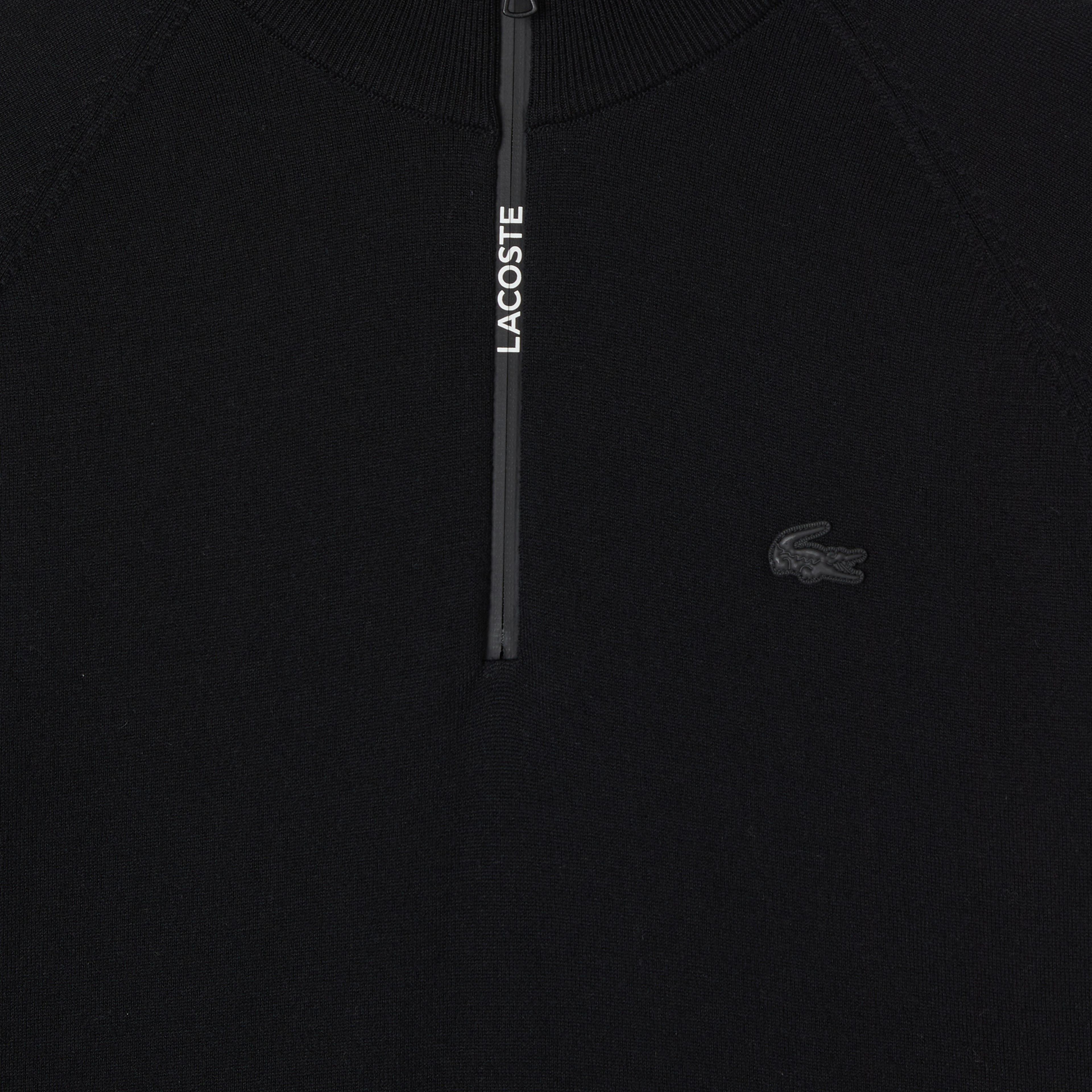 Erkek Regular Fit Yarım Fermuarlı Siyah Triko