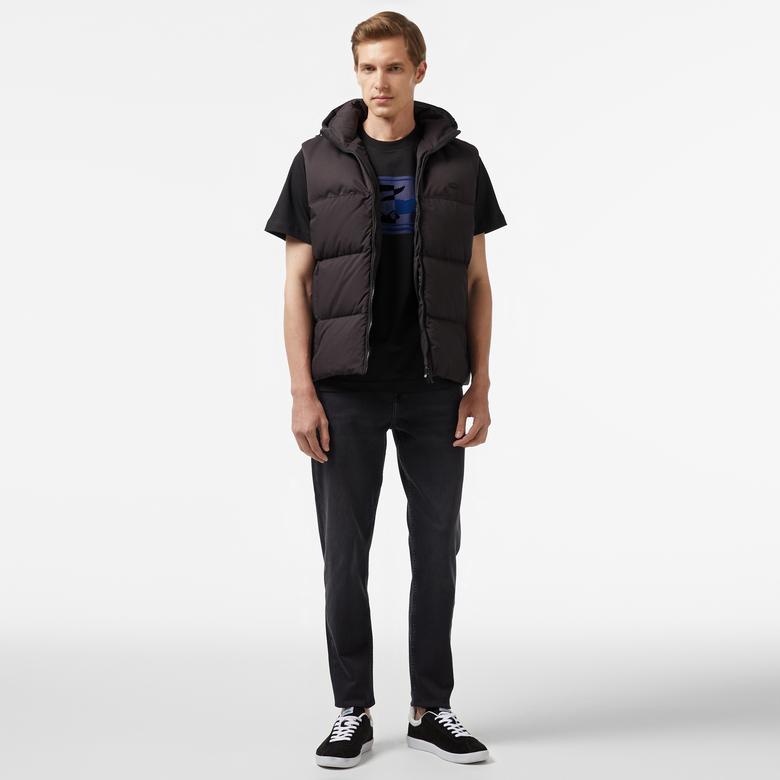 Erkek Kapüşonlu Siyah Şişme Yelek