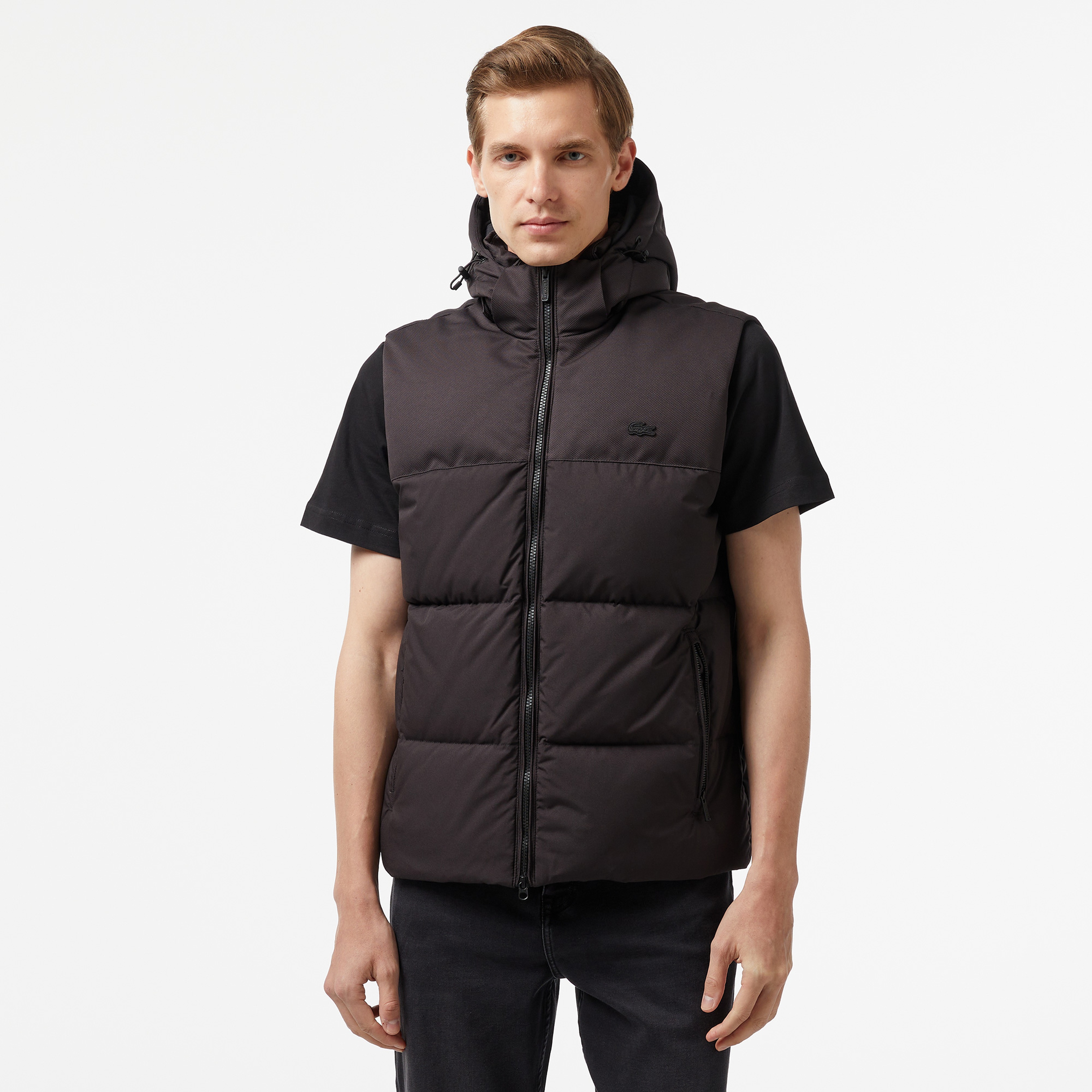 Erkek Kapüşonlu Siyah Şişme Yelek