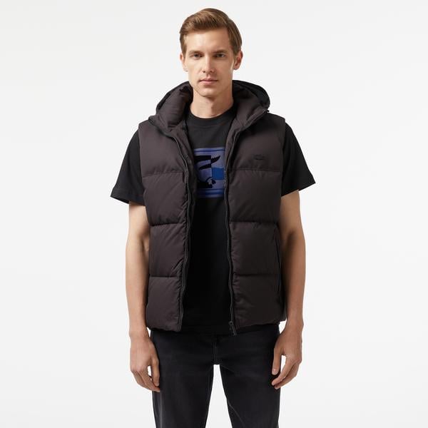 Erkek Kapüşonlu Siyah Şişme Yelek