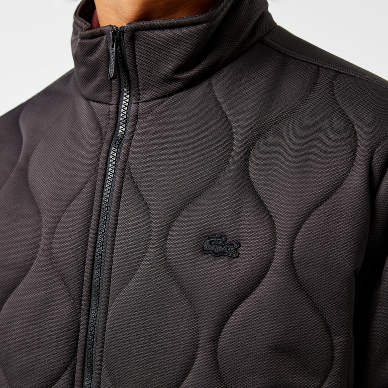 Erkek Relaxed Fit Dik Yaka Kapitone Siyah Mont