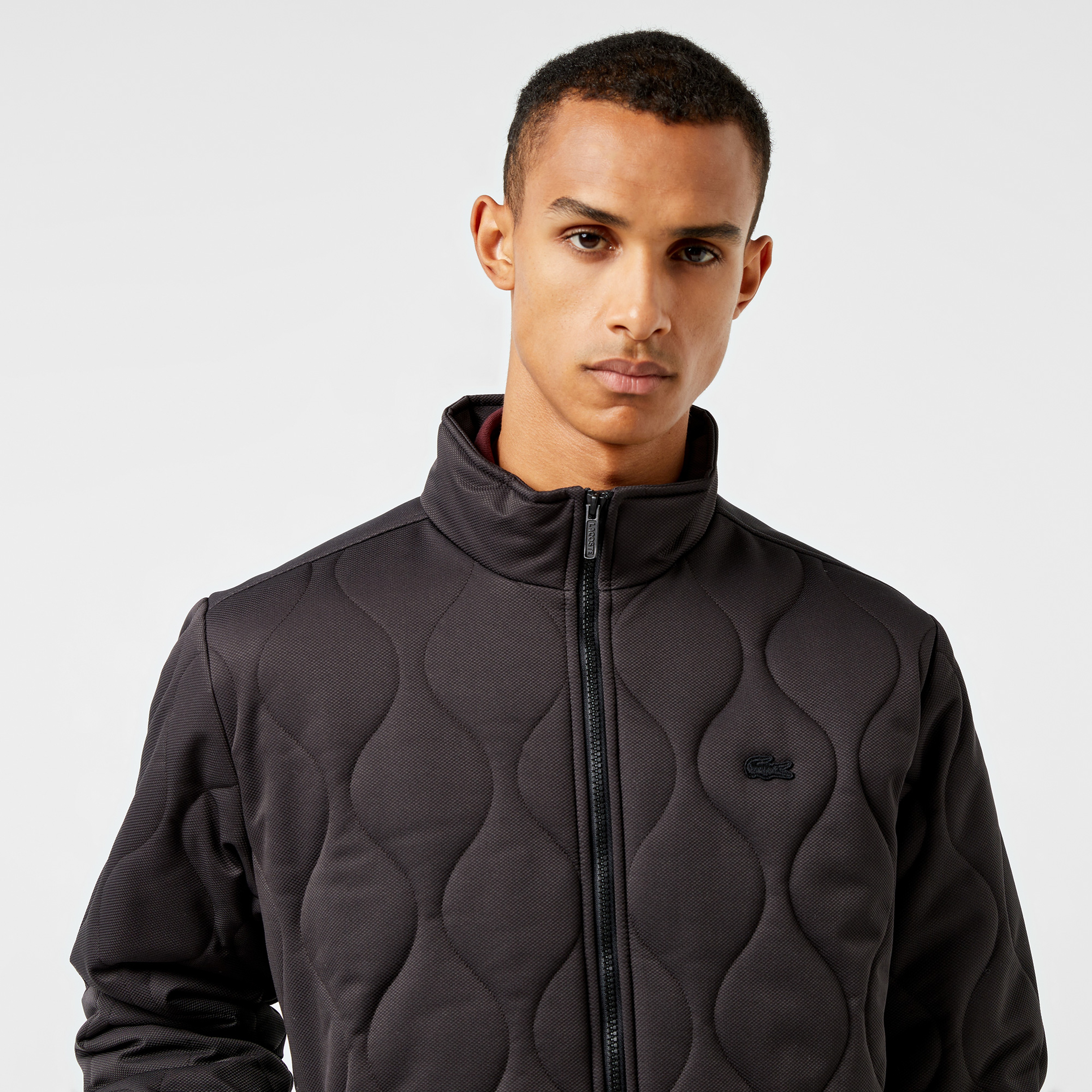 Erkek Relaxed Fit Dik Yaka Kapitone Siyah Mont