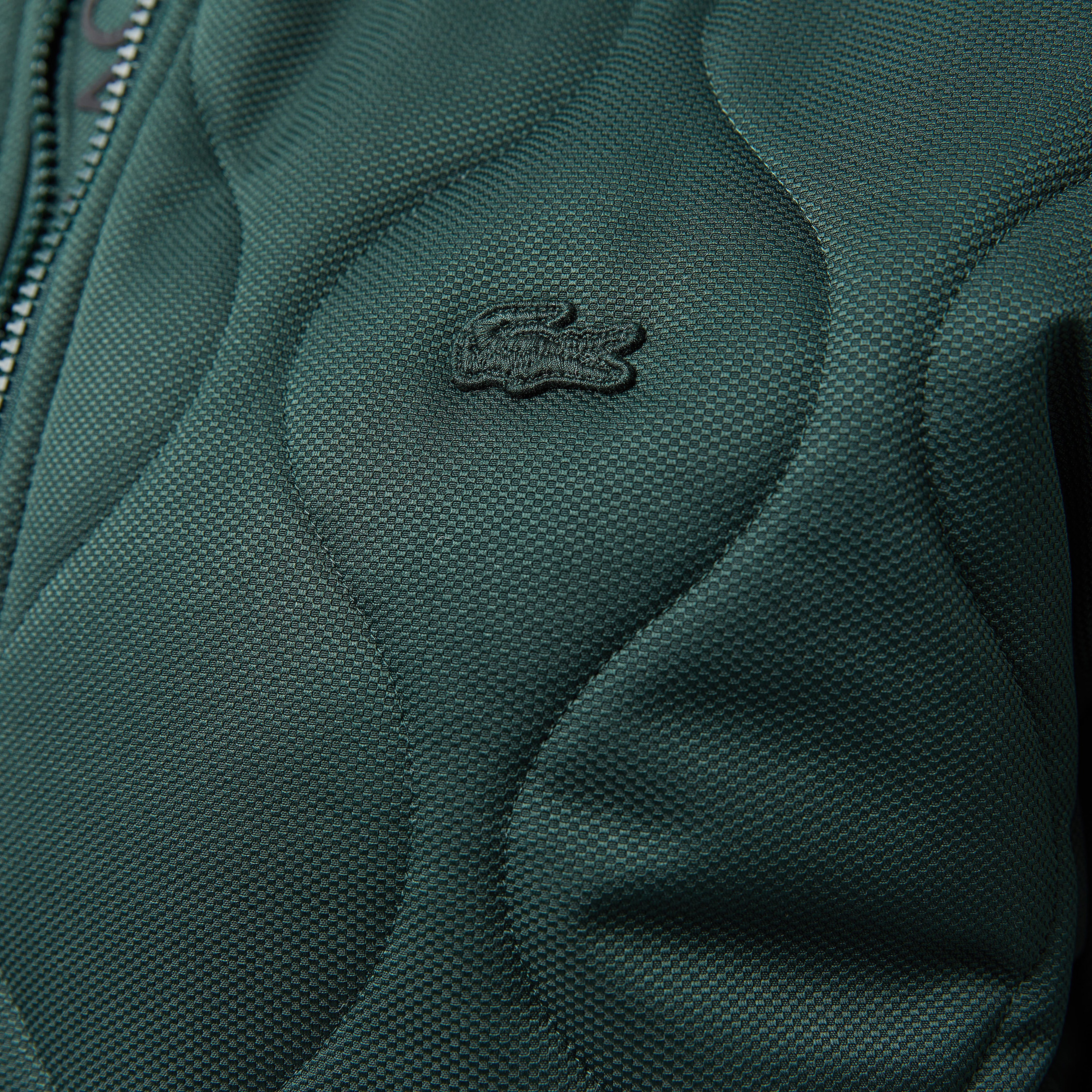 Erkek Relaxed Fit Dik Yaka Kapitone Koyu Yeşil Mont