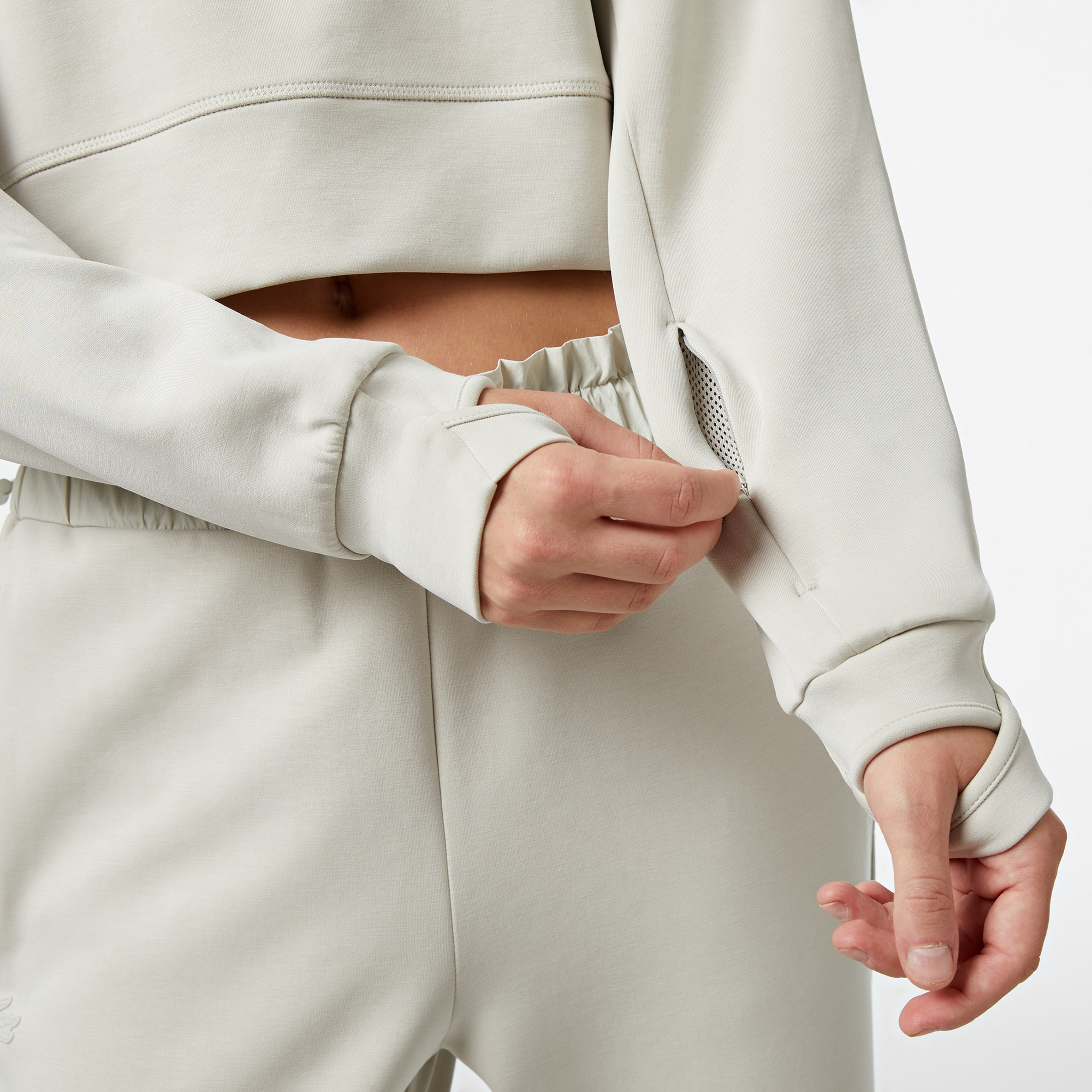 Kadın Relaxed Fit Yarım Fermuarlı Gri Sweatshirt