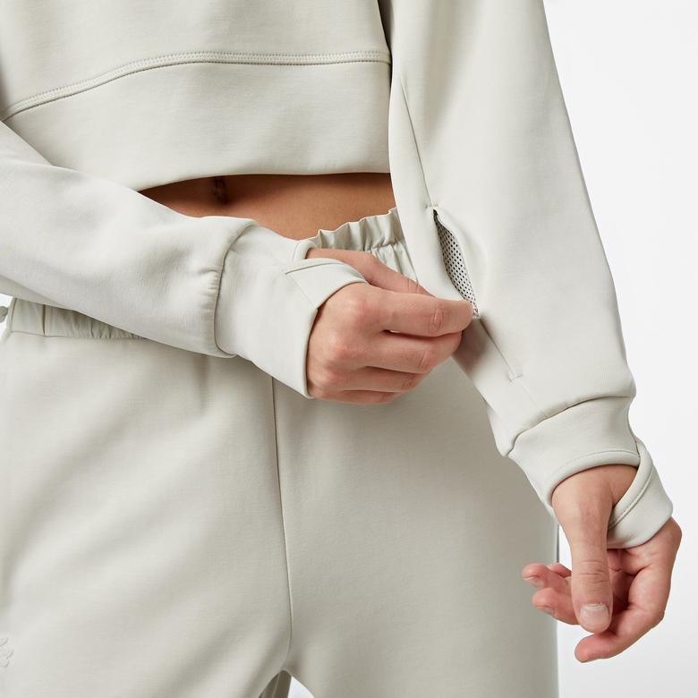 Kadın Relaxed Fit Yarım Fermuarlı Gri Sweatshirt