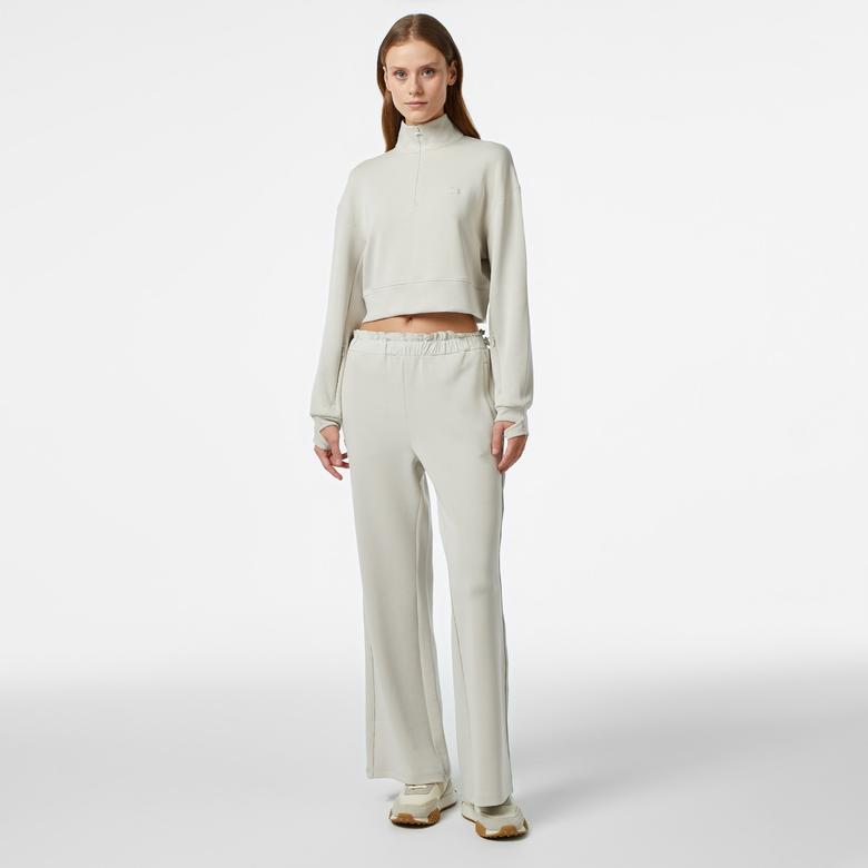 Kadın Relaxed Fit Yarım Fermuarlı Gri Sweatshirt