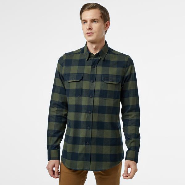 Erkek Slim Fit Ekose Yeşil Gömlek