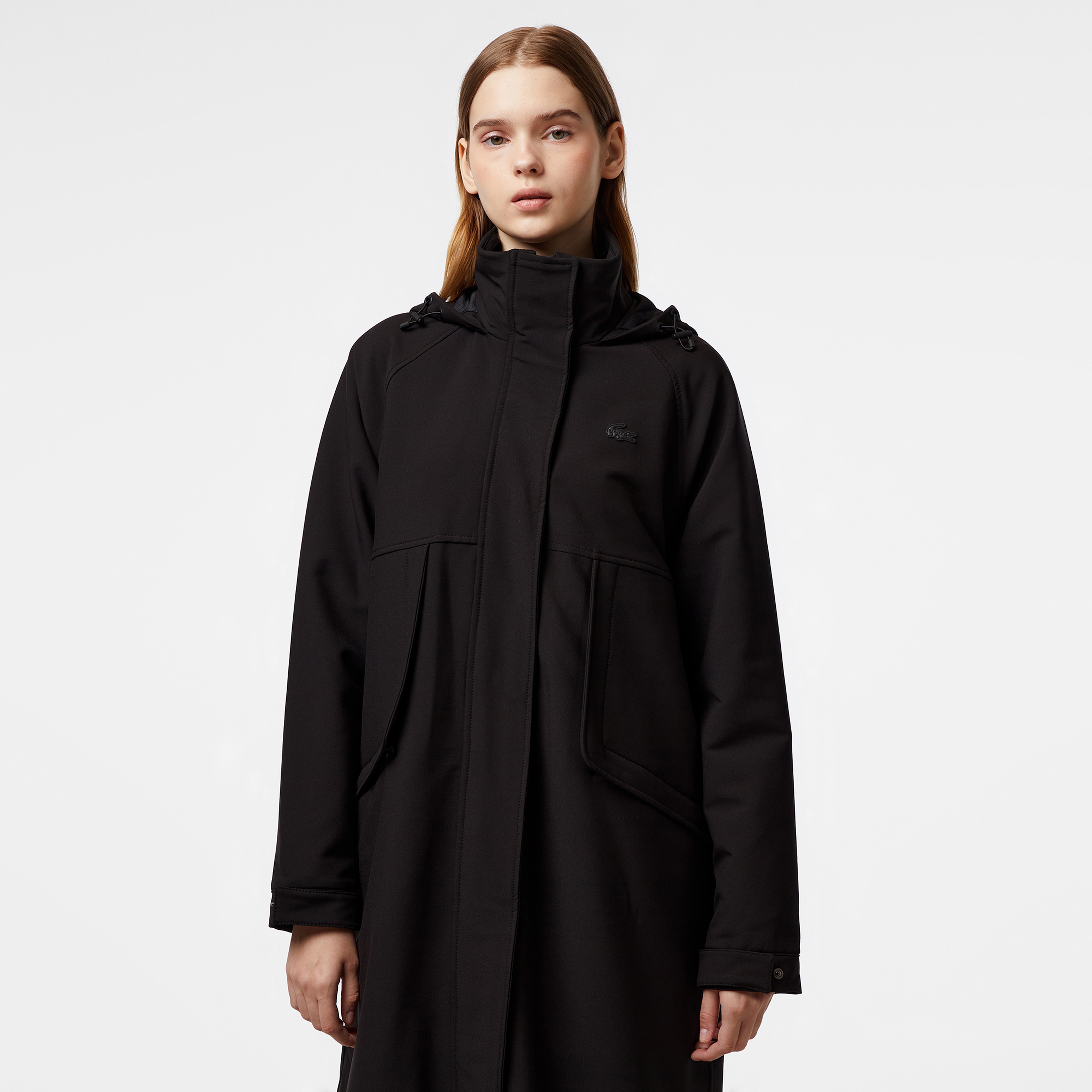 Kadın Relaxed Fit Kapüşonlu Siyah Yağmurluk