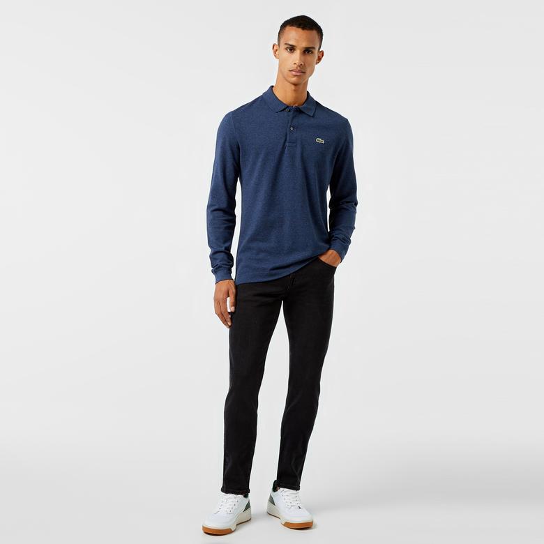 L.12.12 Erkek Slim Fit Uzun Kollu Lacivert Polo