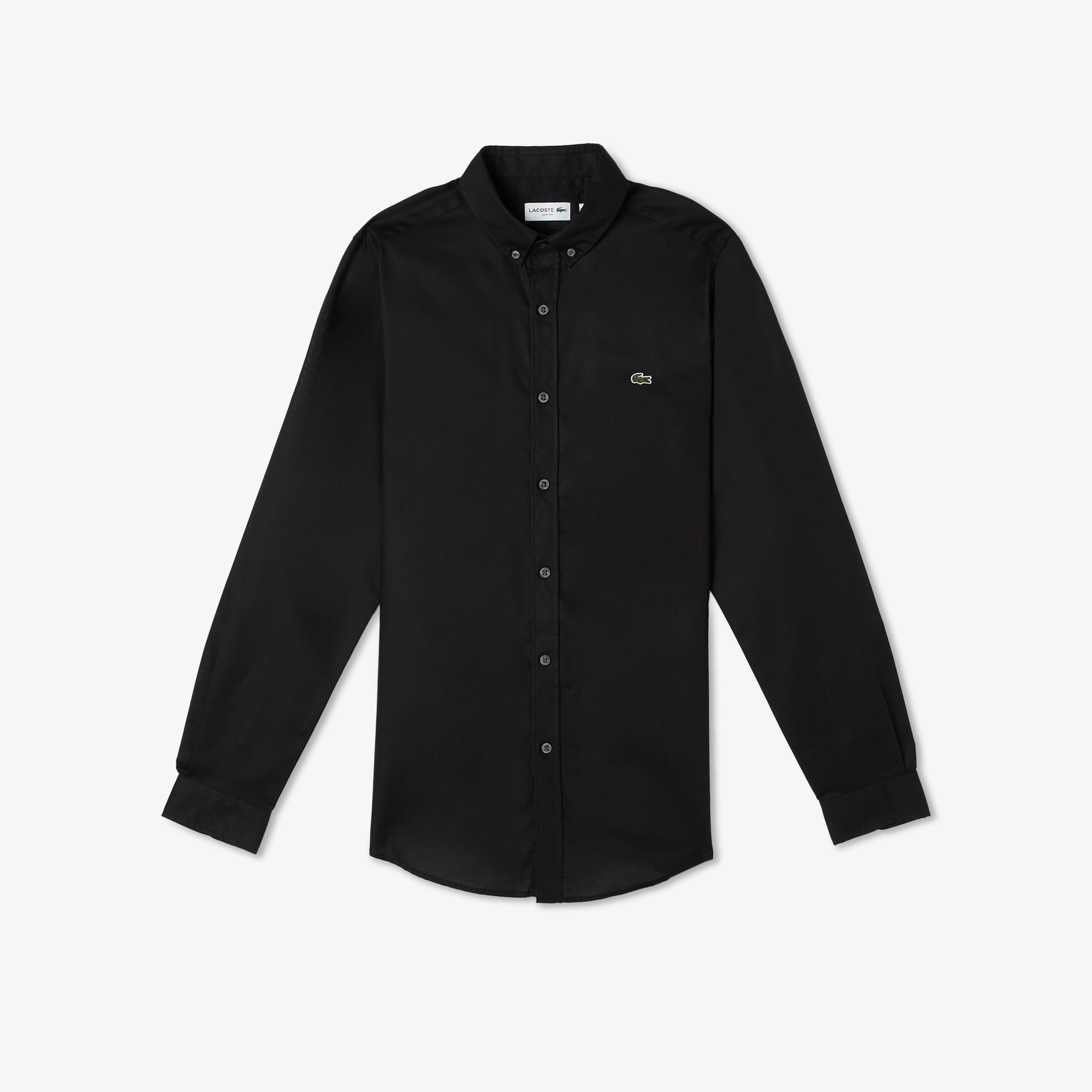 Erkek Slim Fit Düğmeli Yaka Siyah Gömlek