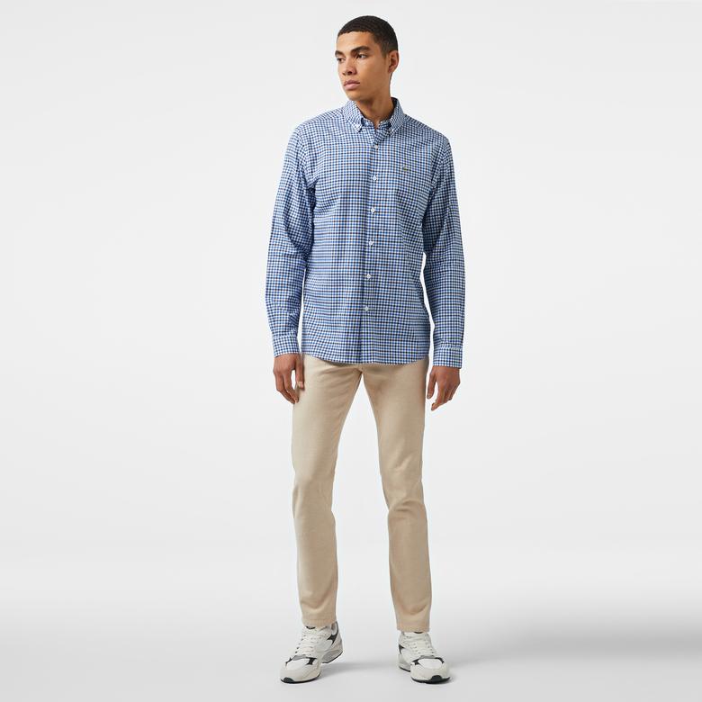 Erkek Regular Fit Kareli Lacivert Gömlek