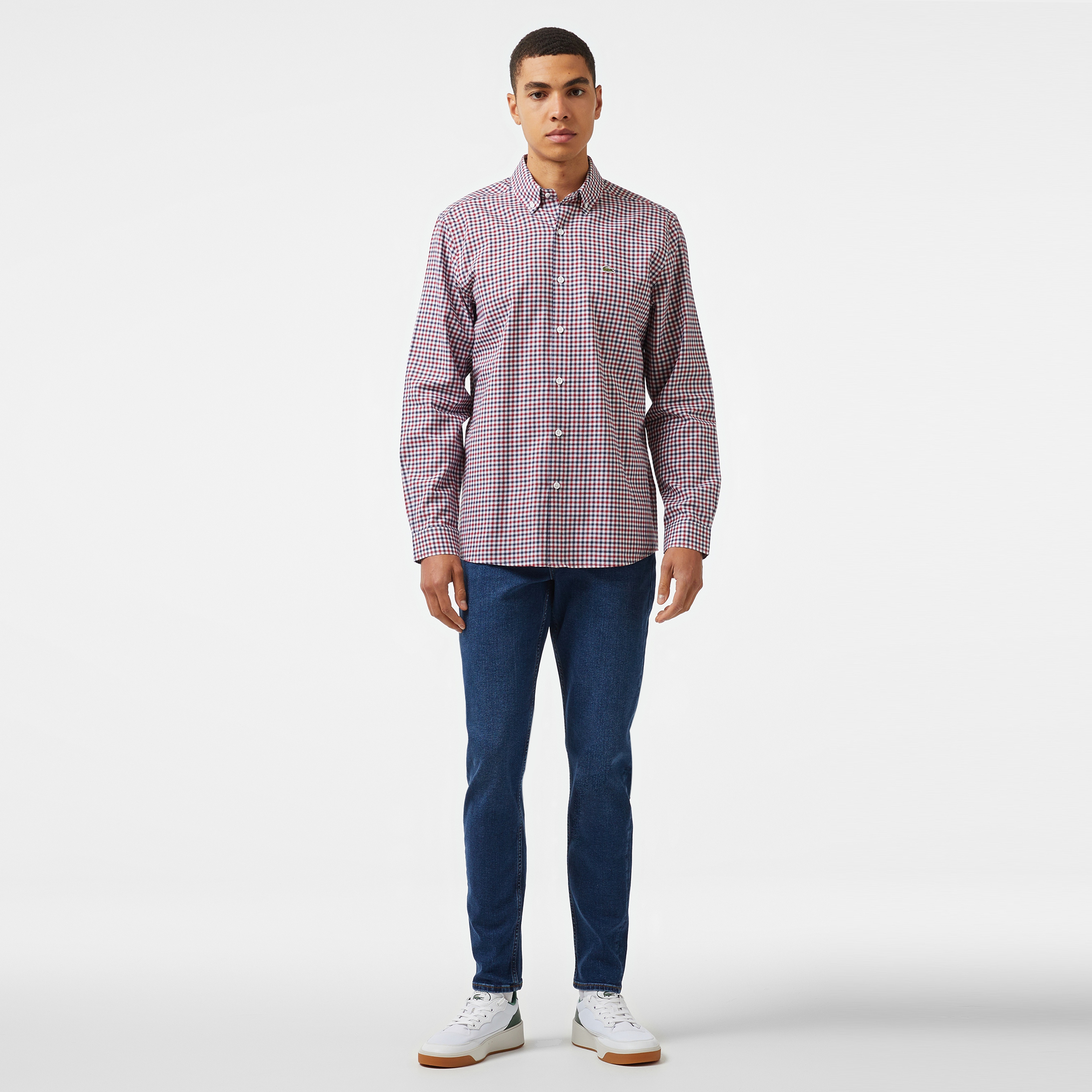 Erkek Regular Fit Kareli Kırmızı Gömlek