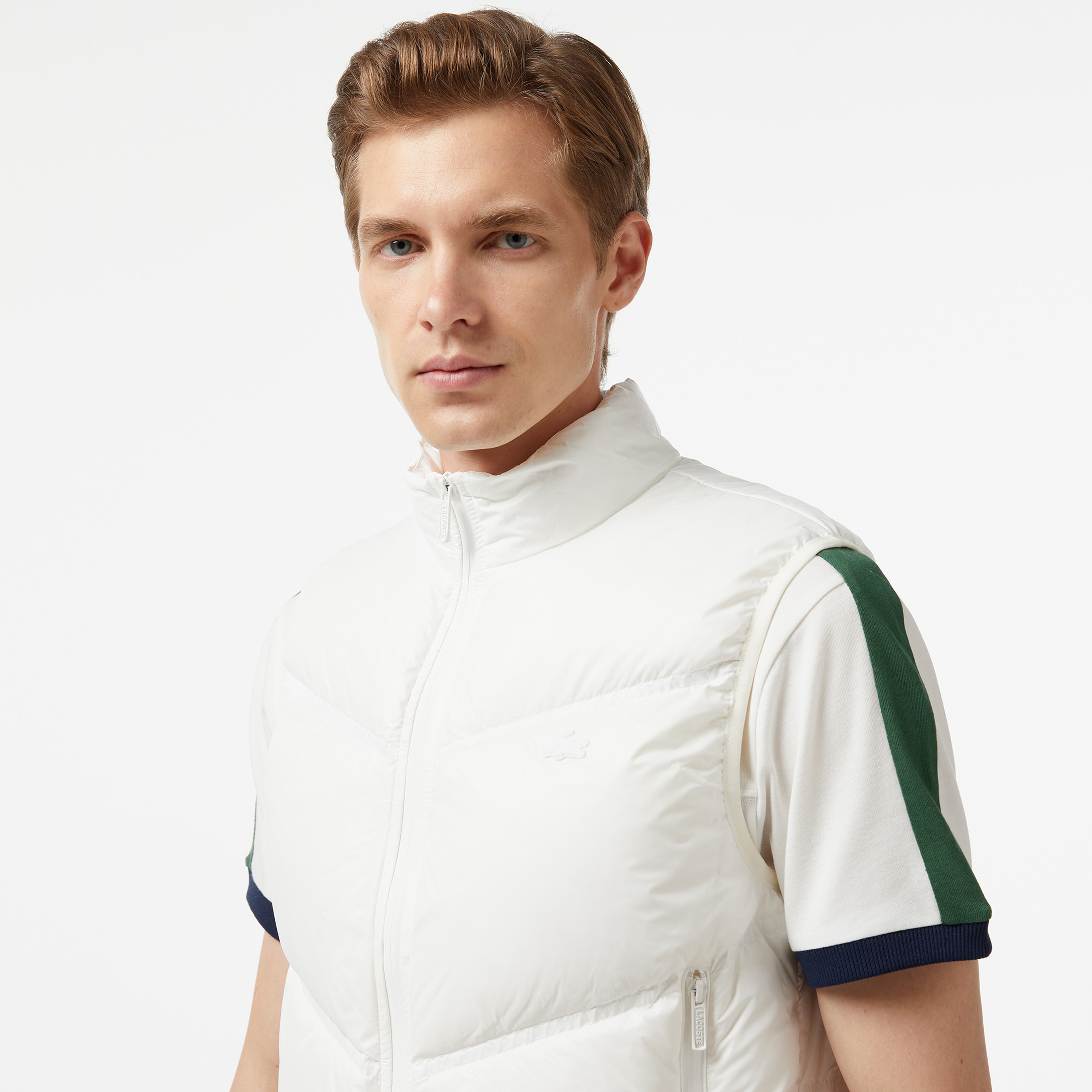 Erkek Dik Yaka Beyaz Yelek