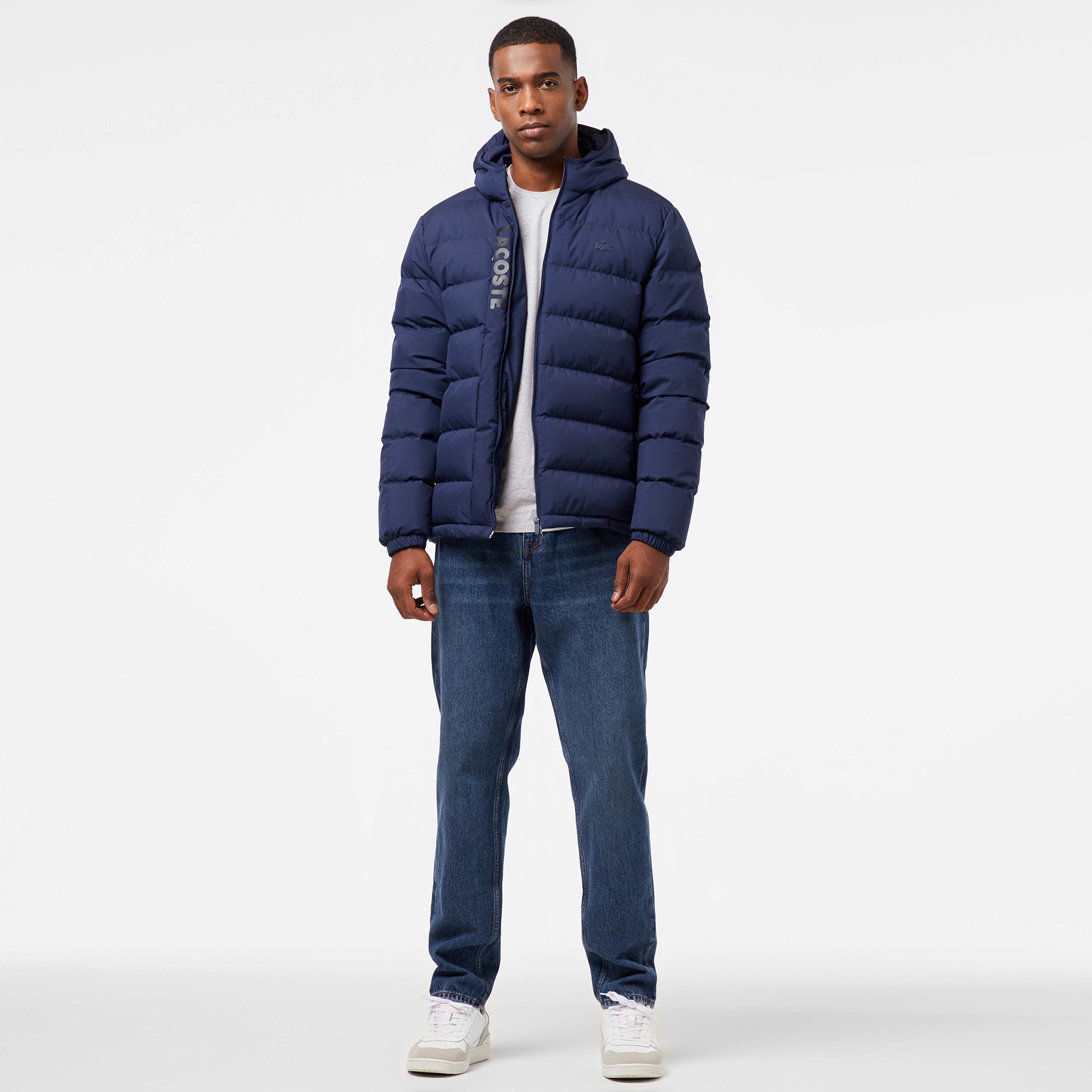Erkek Regular Fit Kapüşonlu Lacivert Şişme Mont