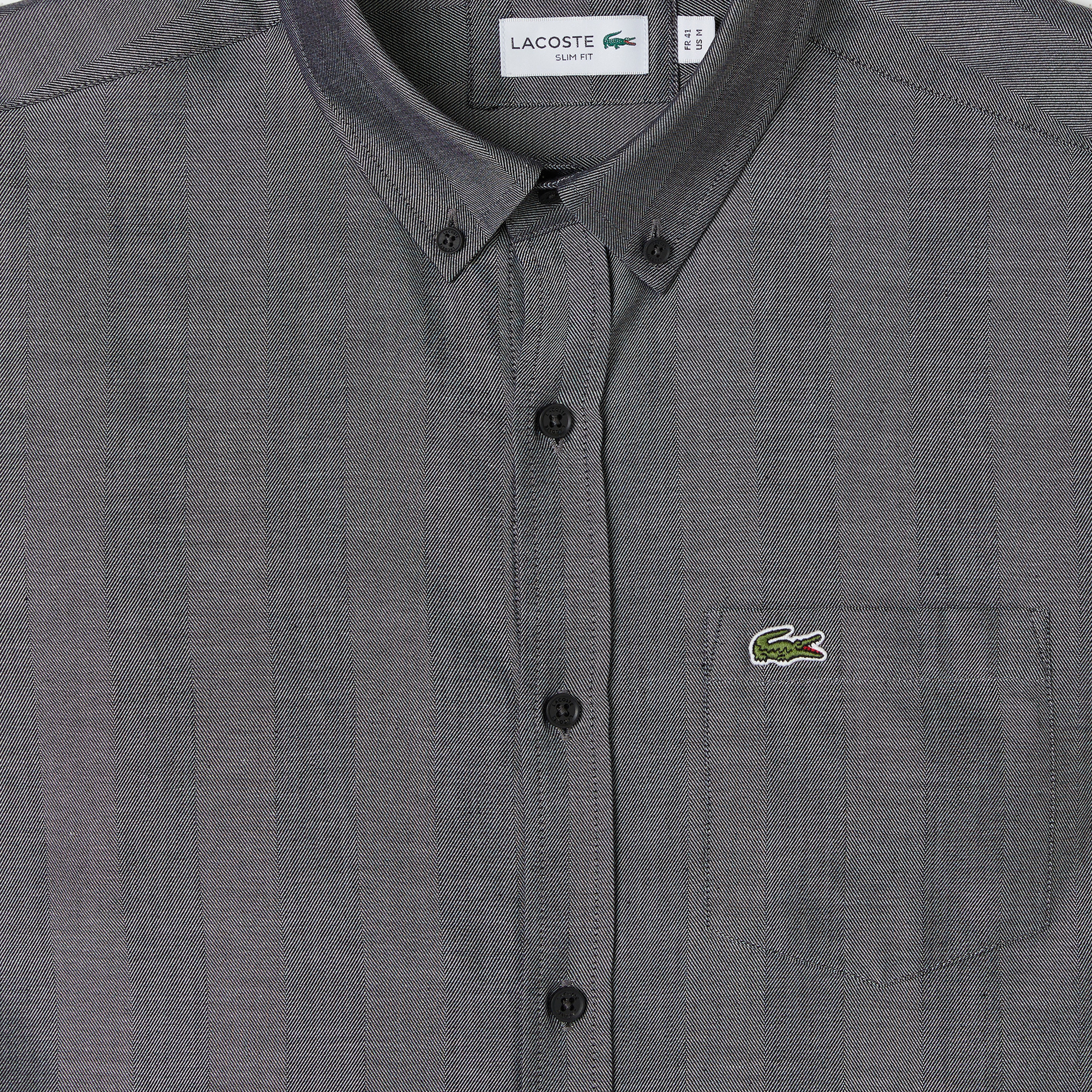 Erkek Slim Fit Düğmeli Yaka Gri Gömlek