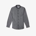 Erkek Slim Fit Düğmeli Yaka Gri Gömlek