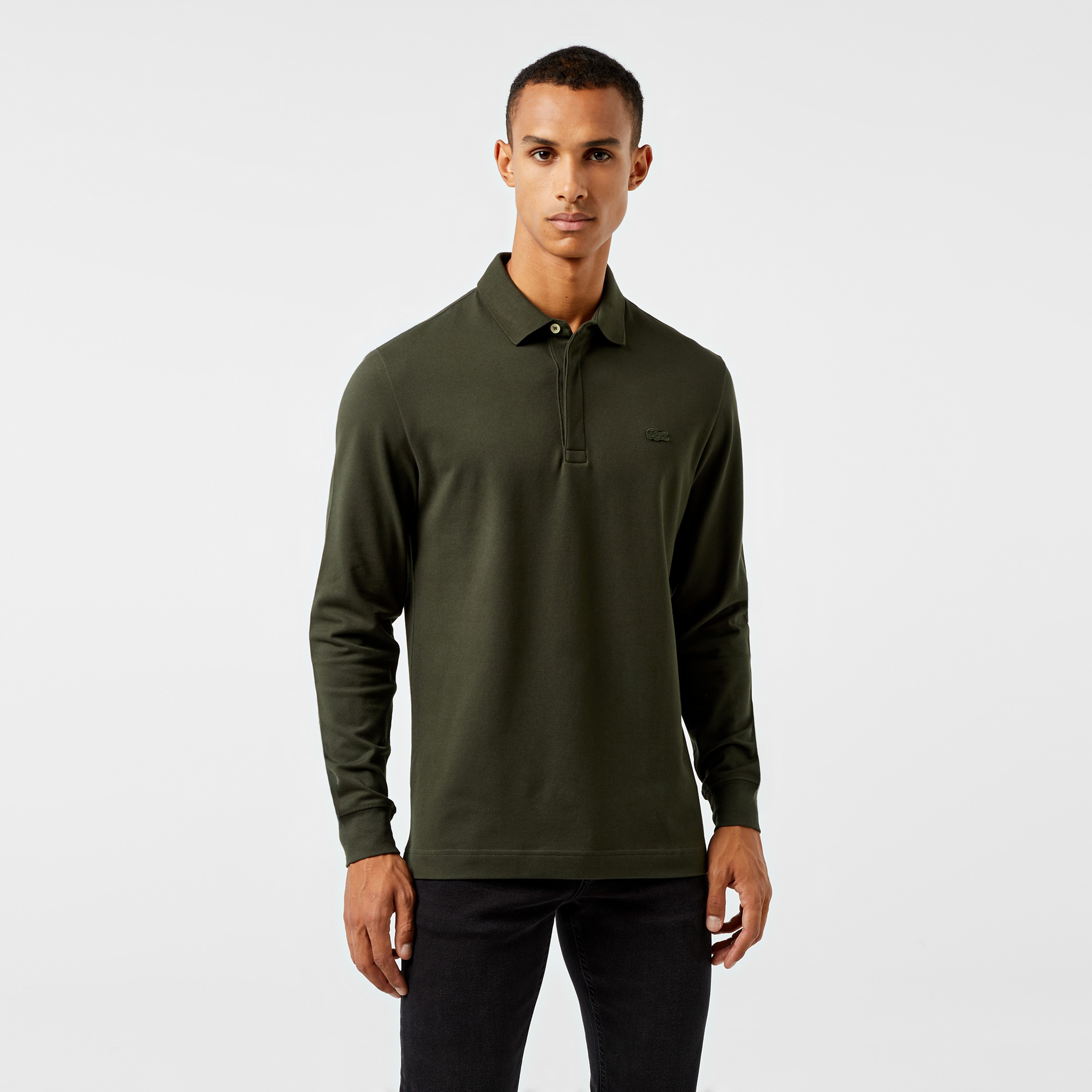 Erkek Regular Fit Uzun Kollu Haki Paris Polo