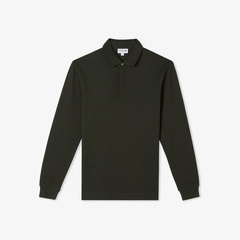 Erkek Regular Fit Uzun Kollu Haki Paris Polo