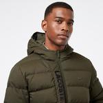 Erkek Regular Fit Kapüşonlu Koyu Yeşil Şişme Mont