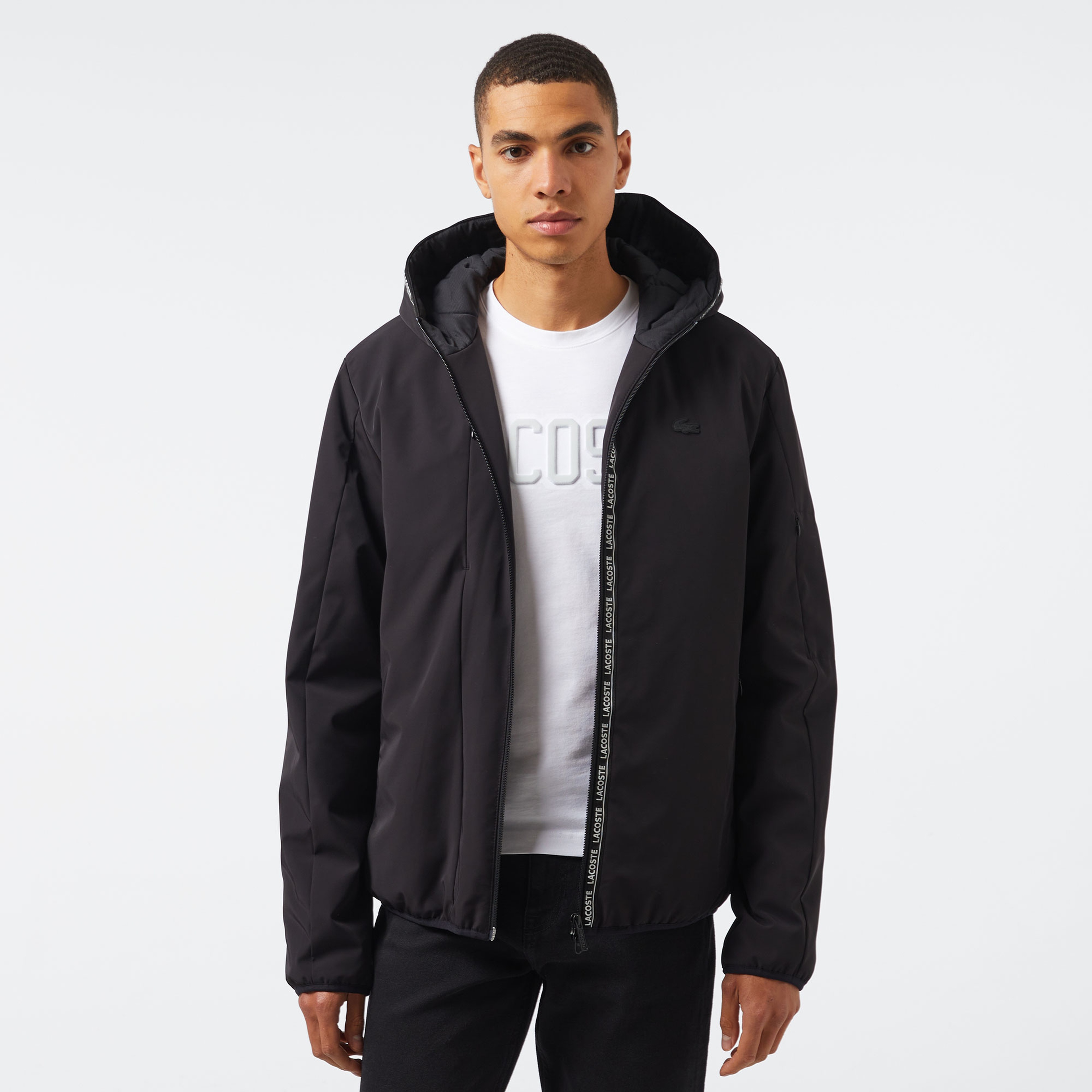 Erkek Regular Fit Kapüşonlu Siyah Mont