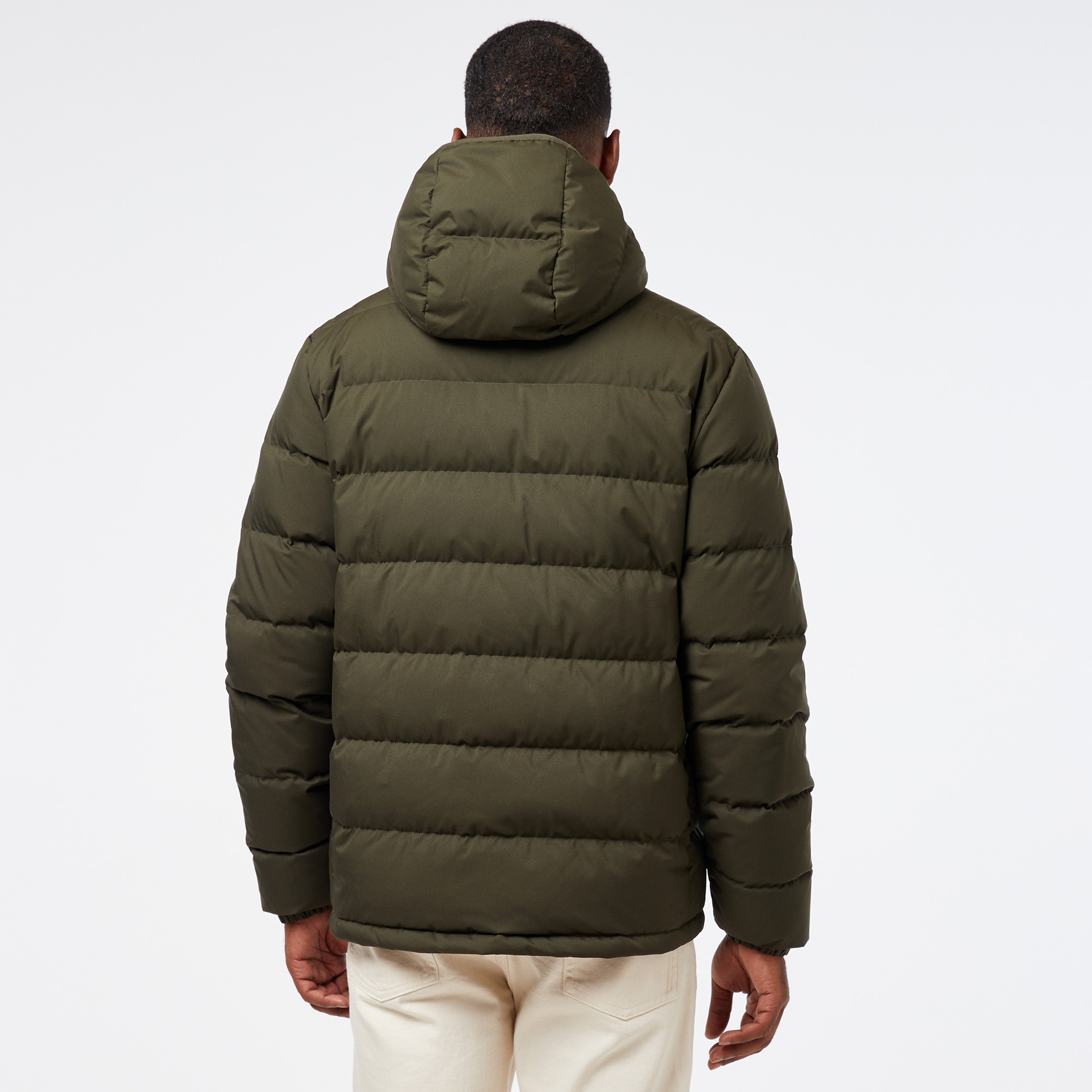 Erkek Regular Fit Kapüşonlu Koyu Yeşil Şişme Mont