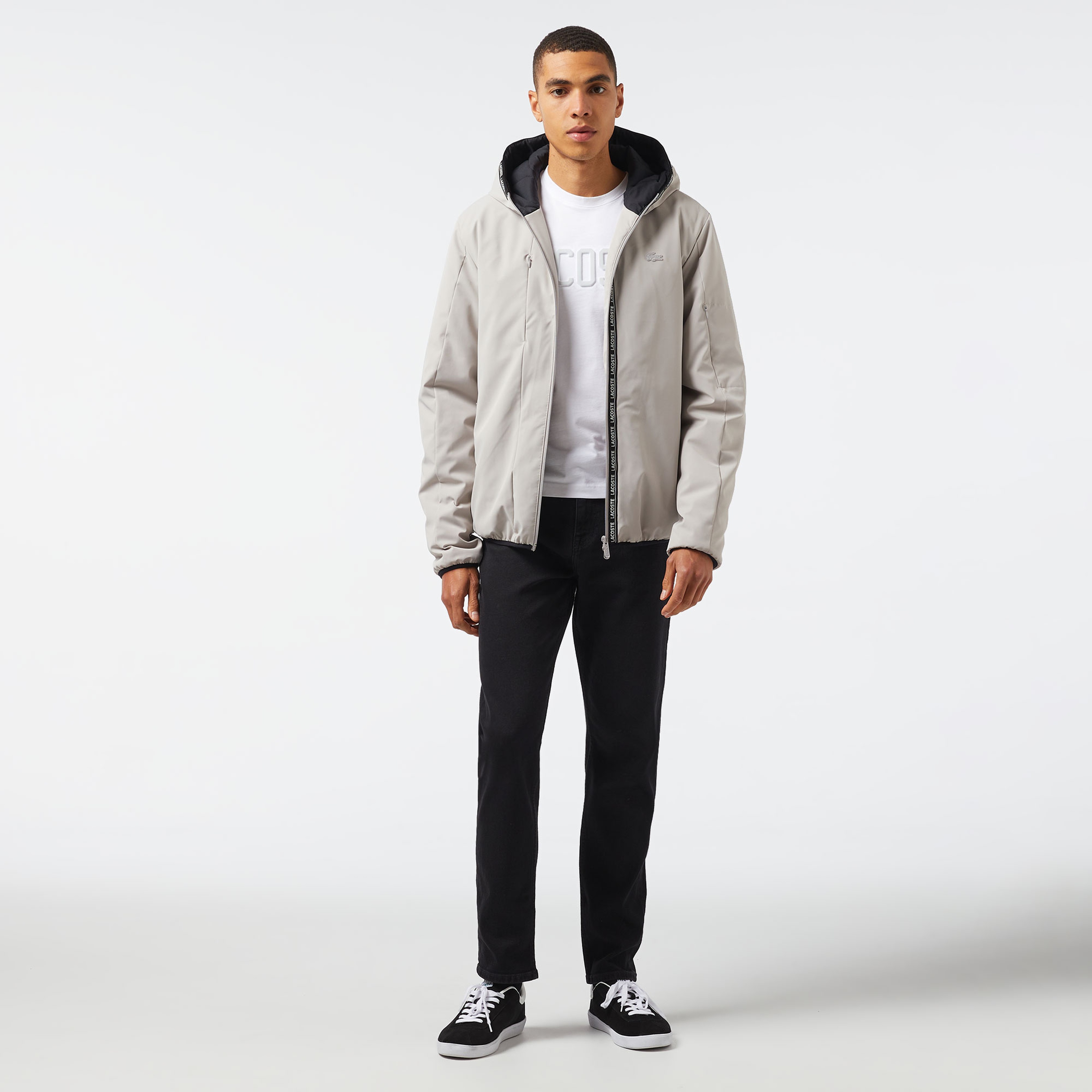 Erkek Regular Fit Kapüşonlu Gri Mont