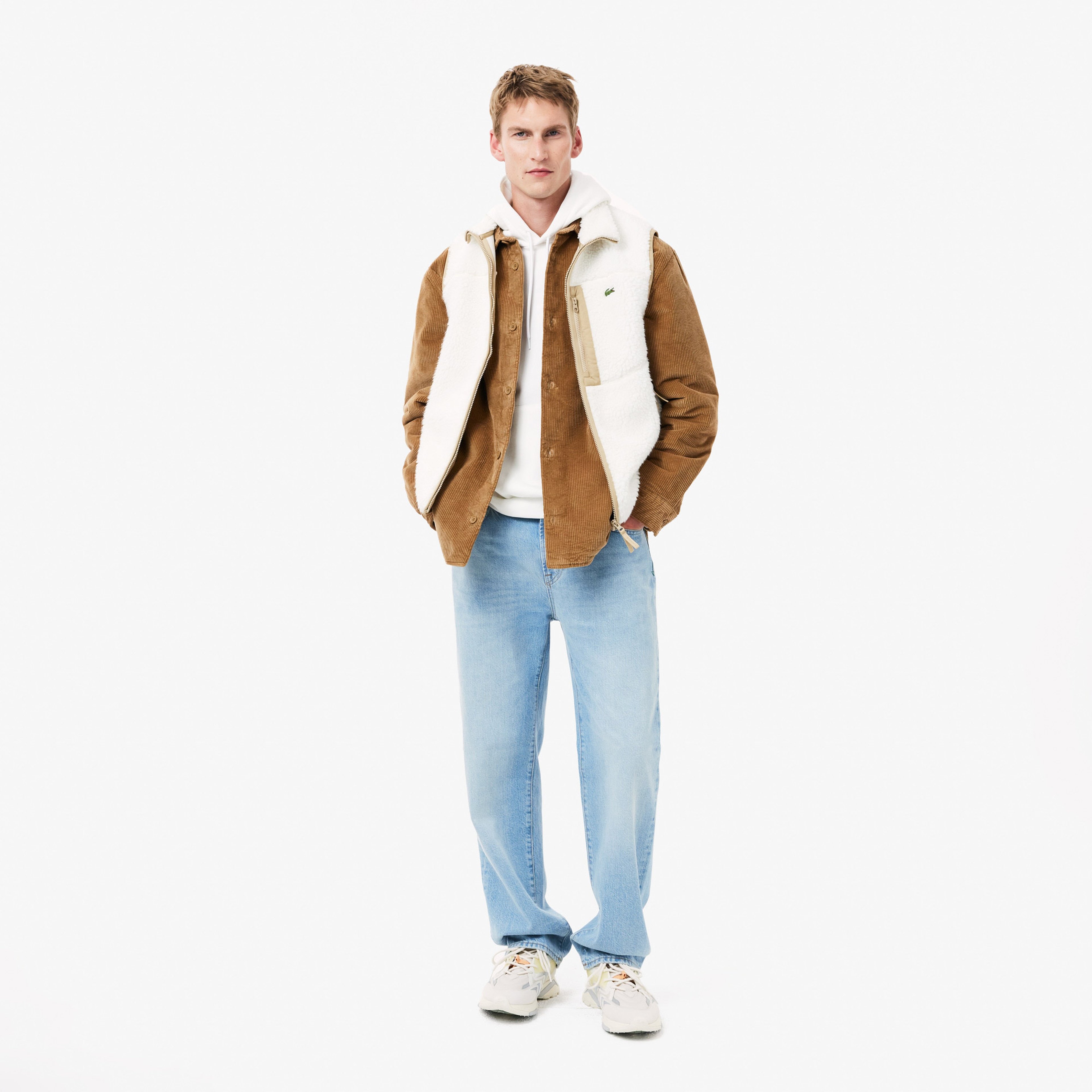 Erkek Loose Fit Kapüşonlu Baskılı Beyaz Sweatshirt