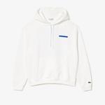 Erkek Loose Fit Kapüşonlu Baskılı Beyaz Sweatshirt