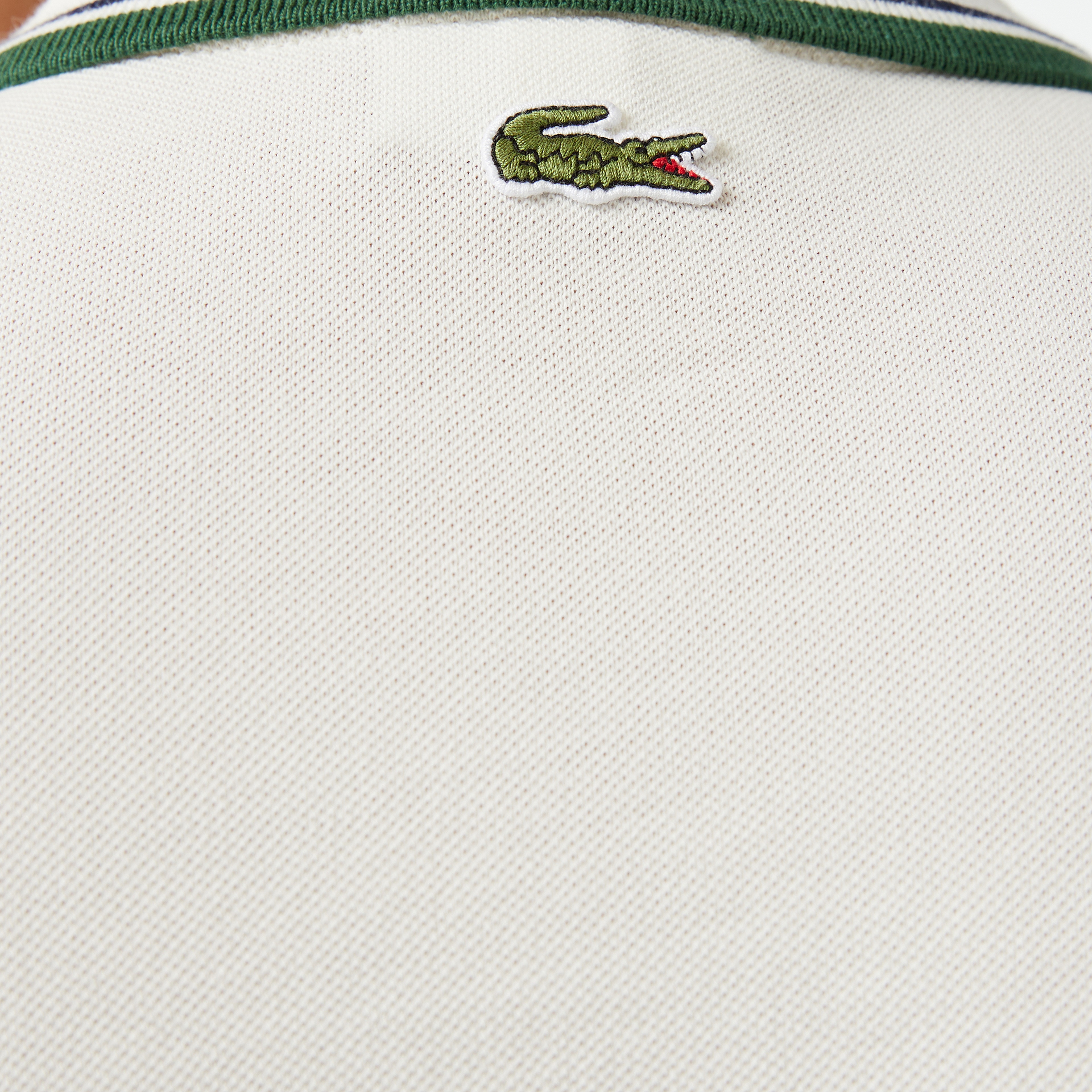 Erkek Regular Fit Uzun Kollu Yarım Fermuarlı Beyaz Polo